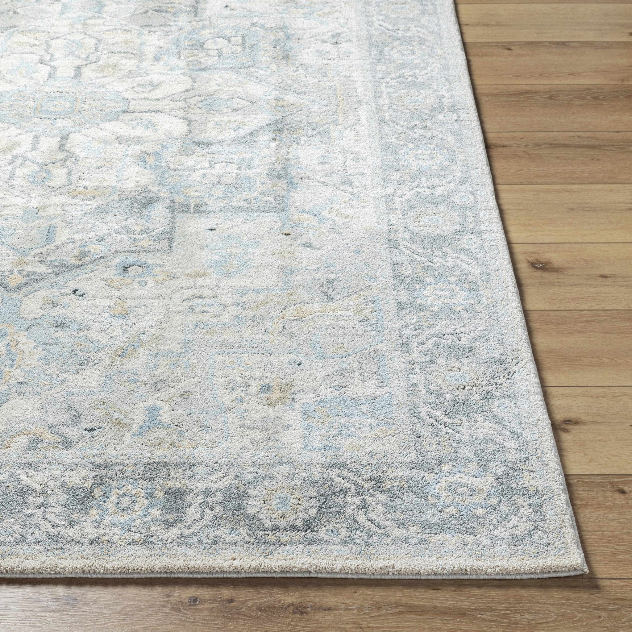 Machine Woven Traditional Style Gray And Beige Area Rug - Image 4