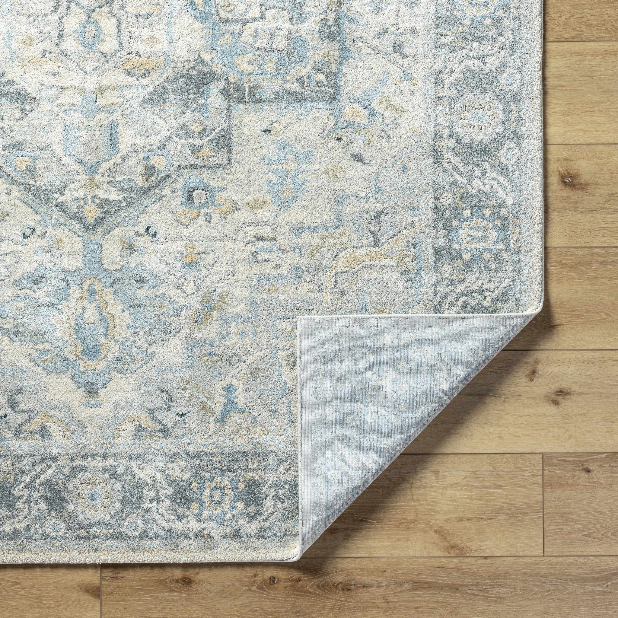 Machine Woven Traditional Style Gray And Beige Area Rug - Image 6