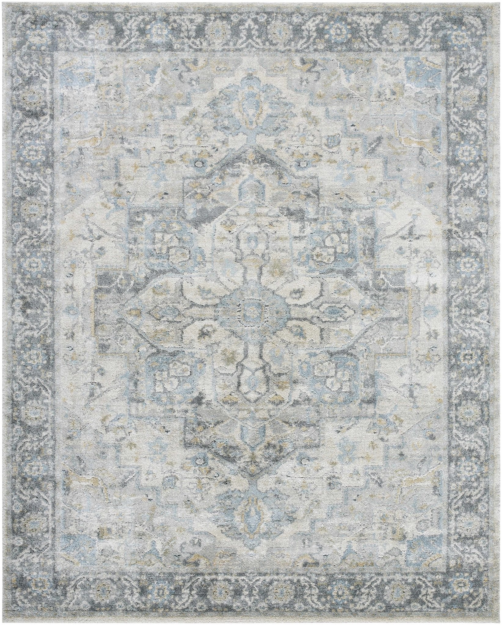 Machine Woven Traditional Style Gray And Beige Area Rug - Image 7