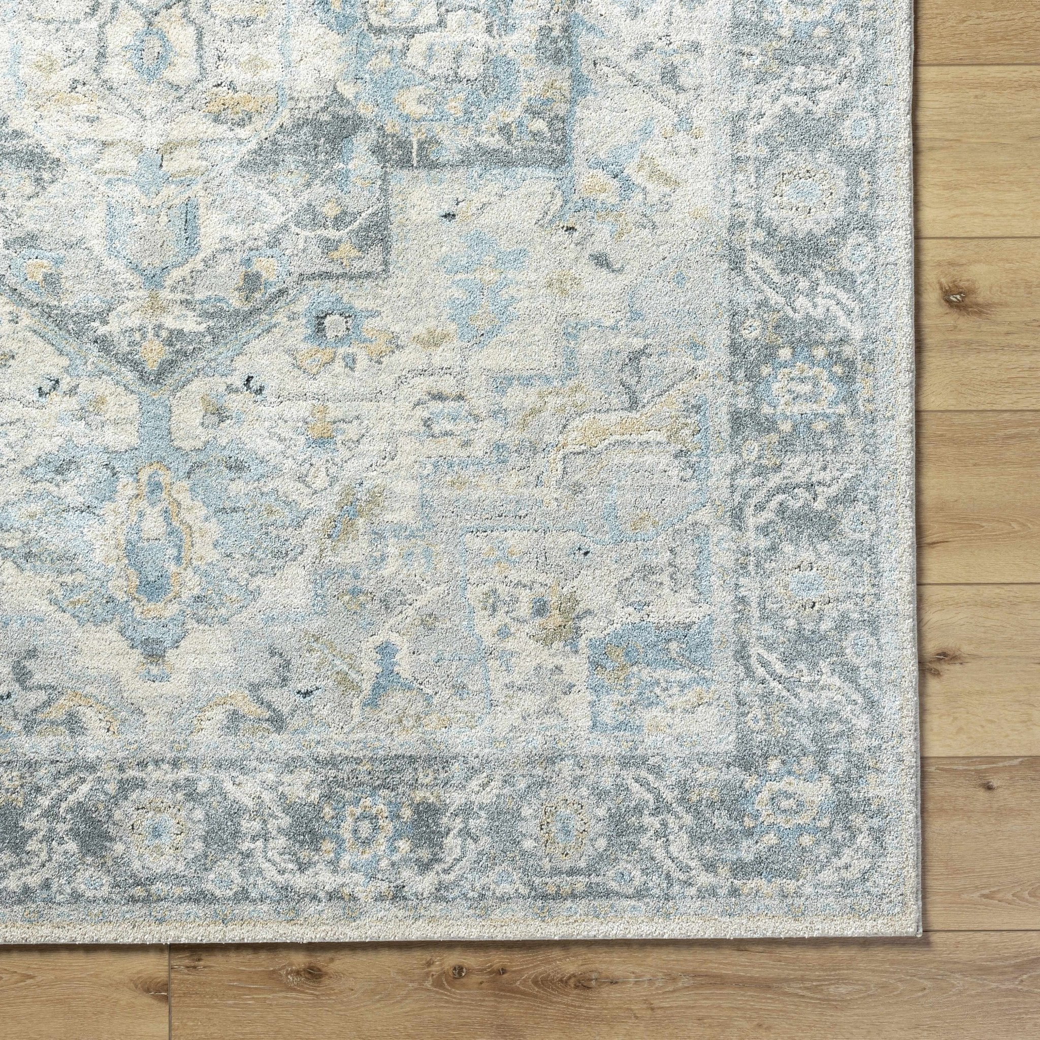 Machine Woven Traditional Style Gray And Beige Area Rug - Image 8