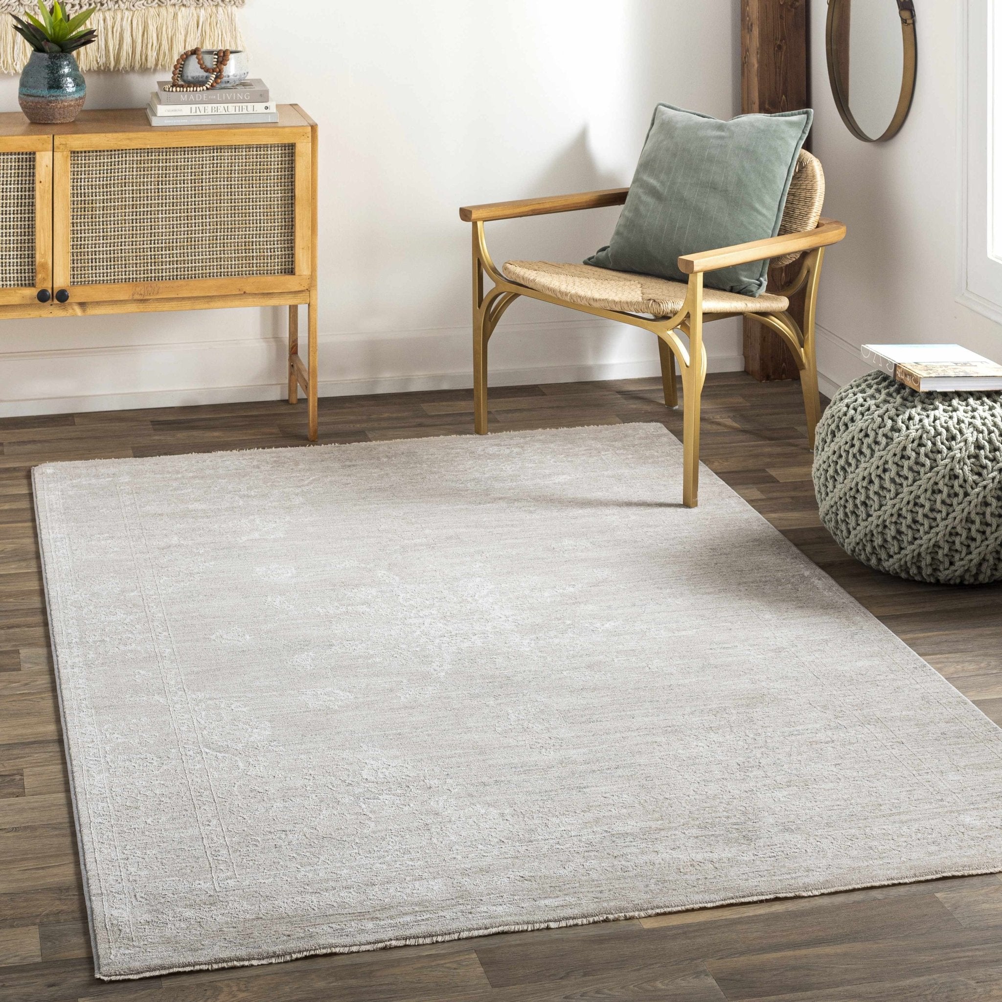 Machine Woven Transitional Style Taupe, Gray Rug - Image 3