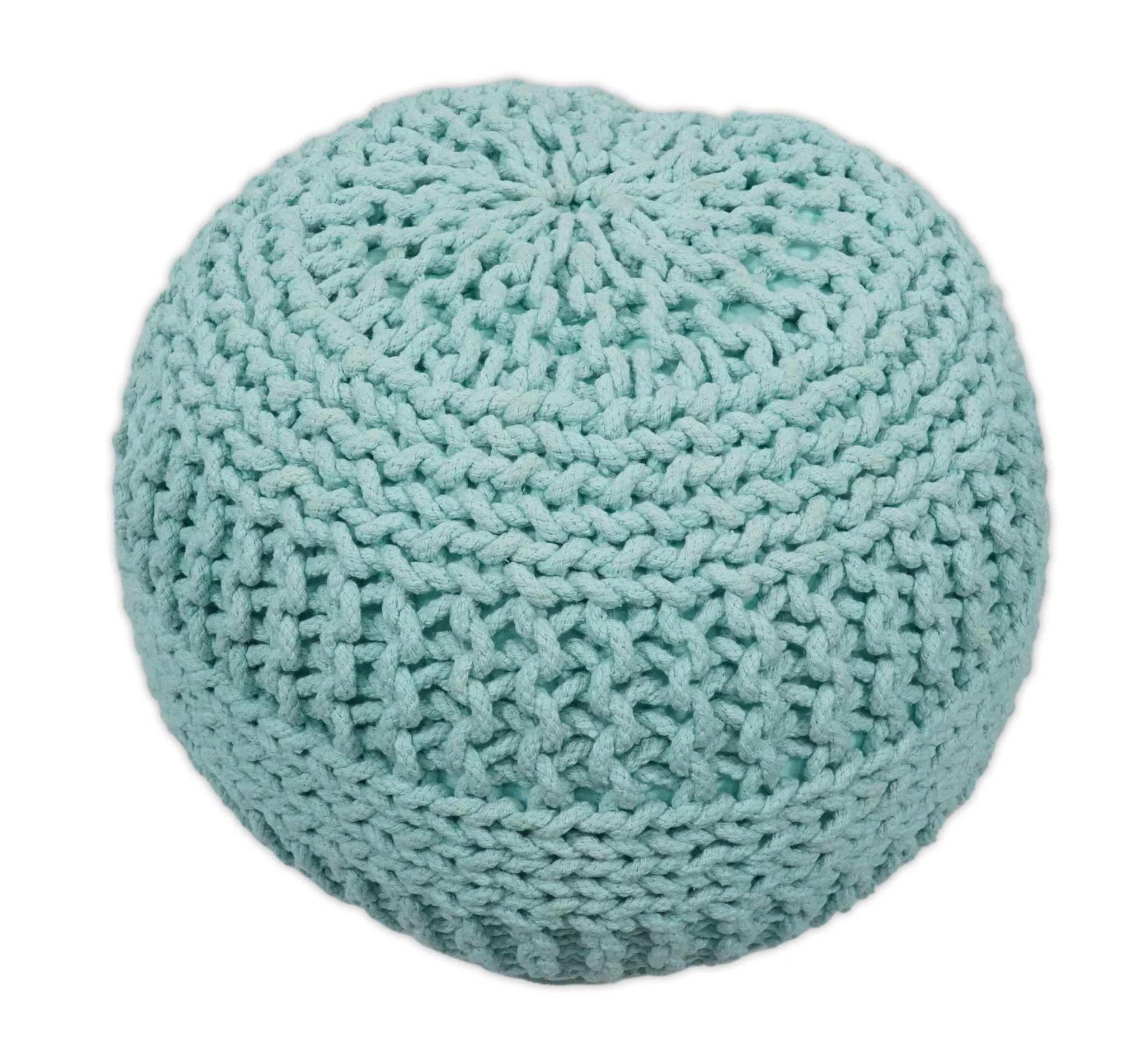 Handmade Aqua Macrame Pouf Ottoman - Footstool, Chair or Footrest | TRD113 - Image 3