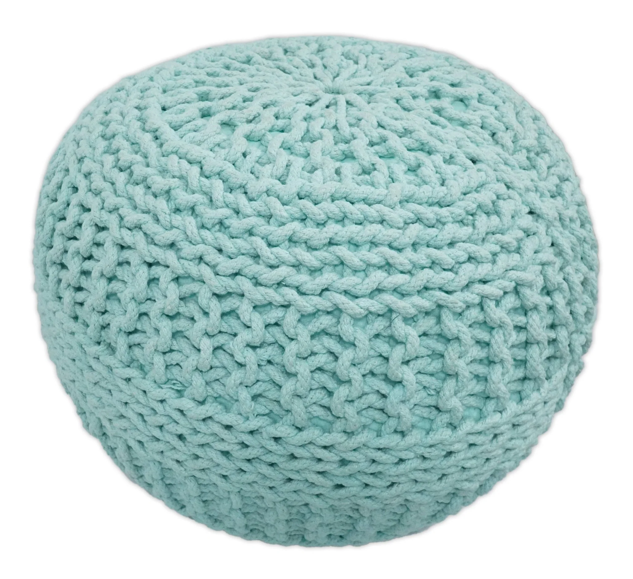 Handmade Aqua Macrame Pouf Ottoman - Footstool, Chair or Footrest | TRD113 - Image 4