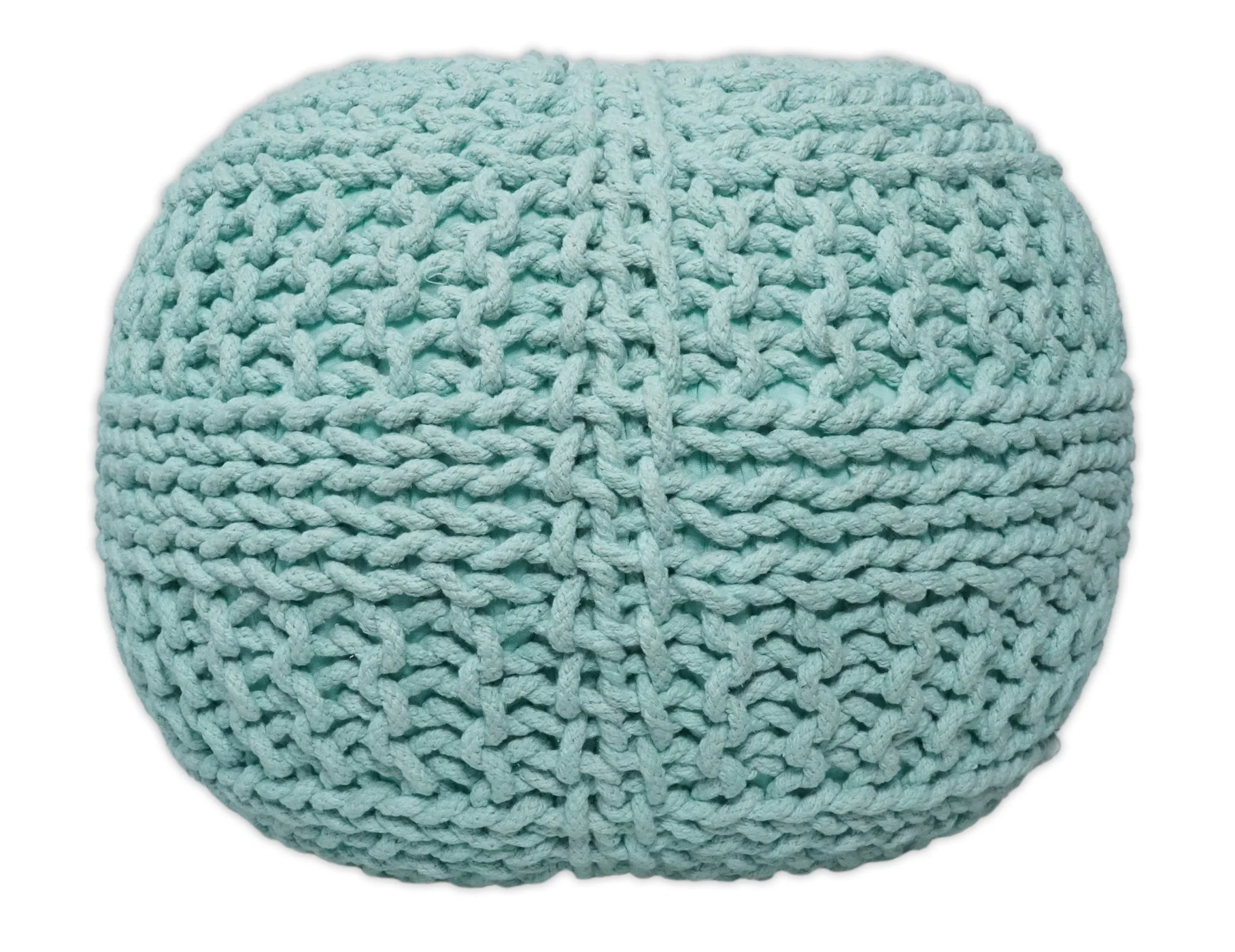 Handmade Aqua Macrame Pouf Ottoman - Footstool, Chair or Footrest | TRD113 - Image 5