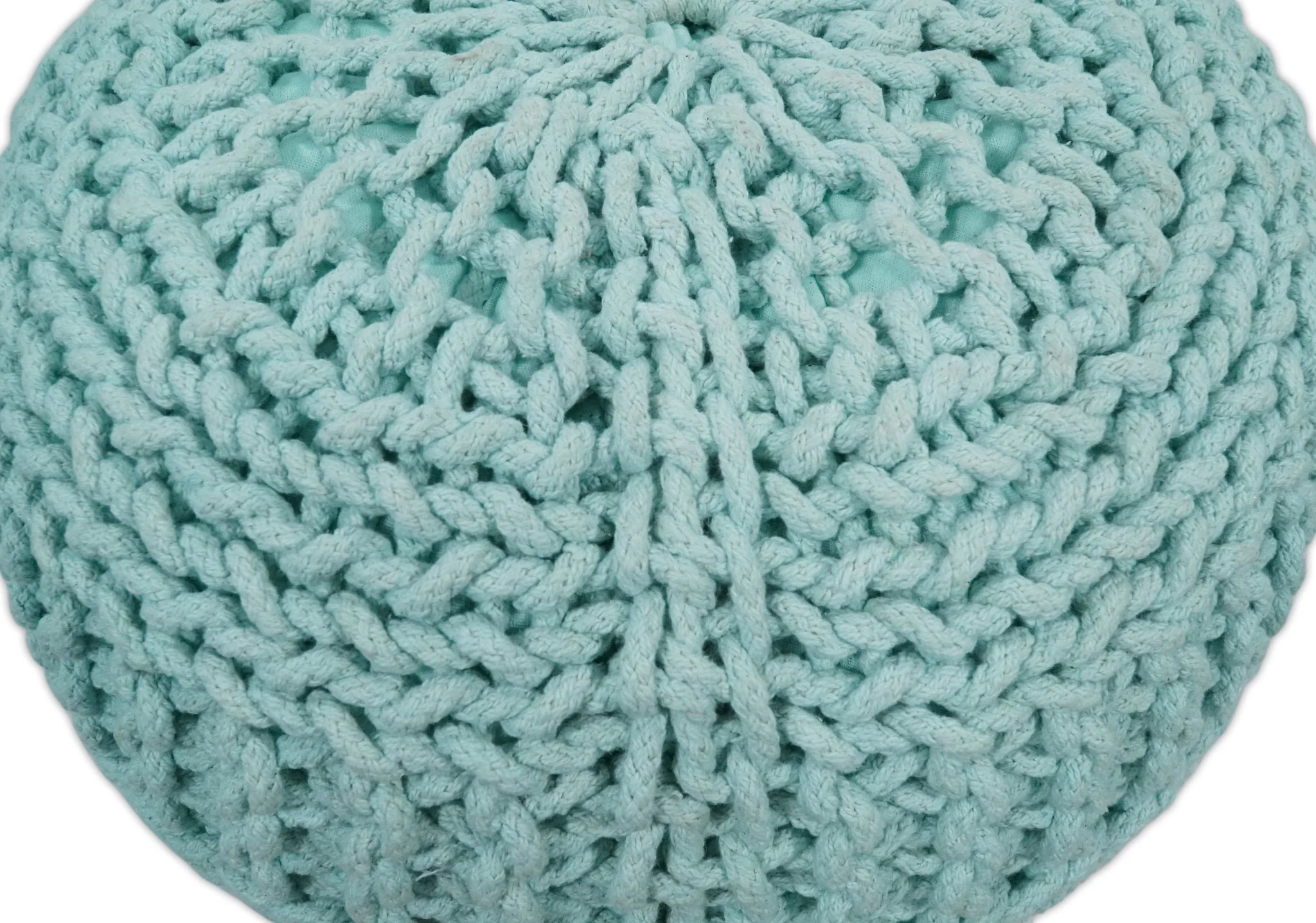 Handmade Aqua Macrame Pouf Ottoman - Footstool, Chair or Footrest | TRD113 - Image 6