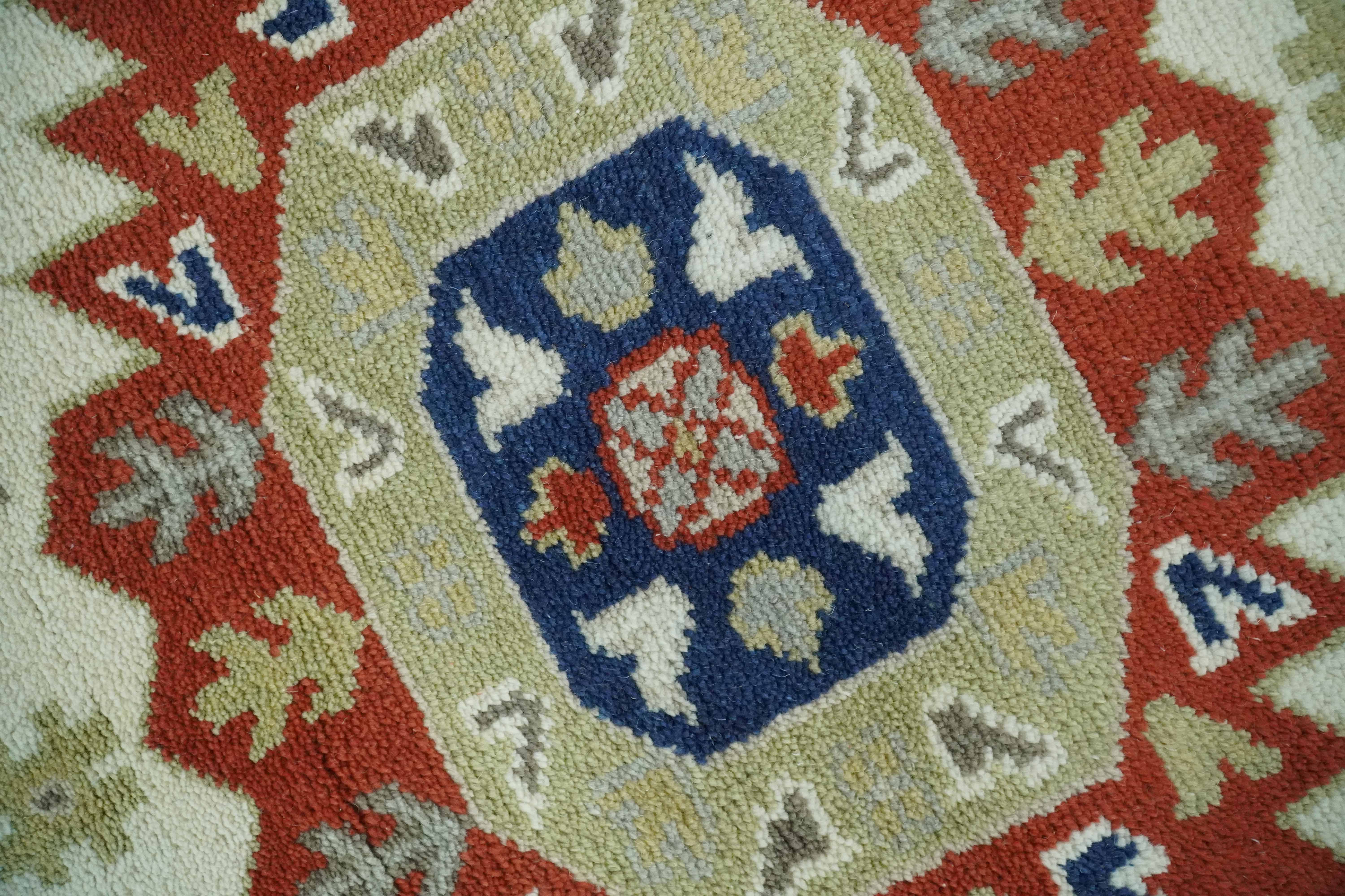 Traditional Mamluk design Ivory, Rust and Olive Hand knotted Multi Size wool rug - Image 5