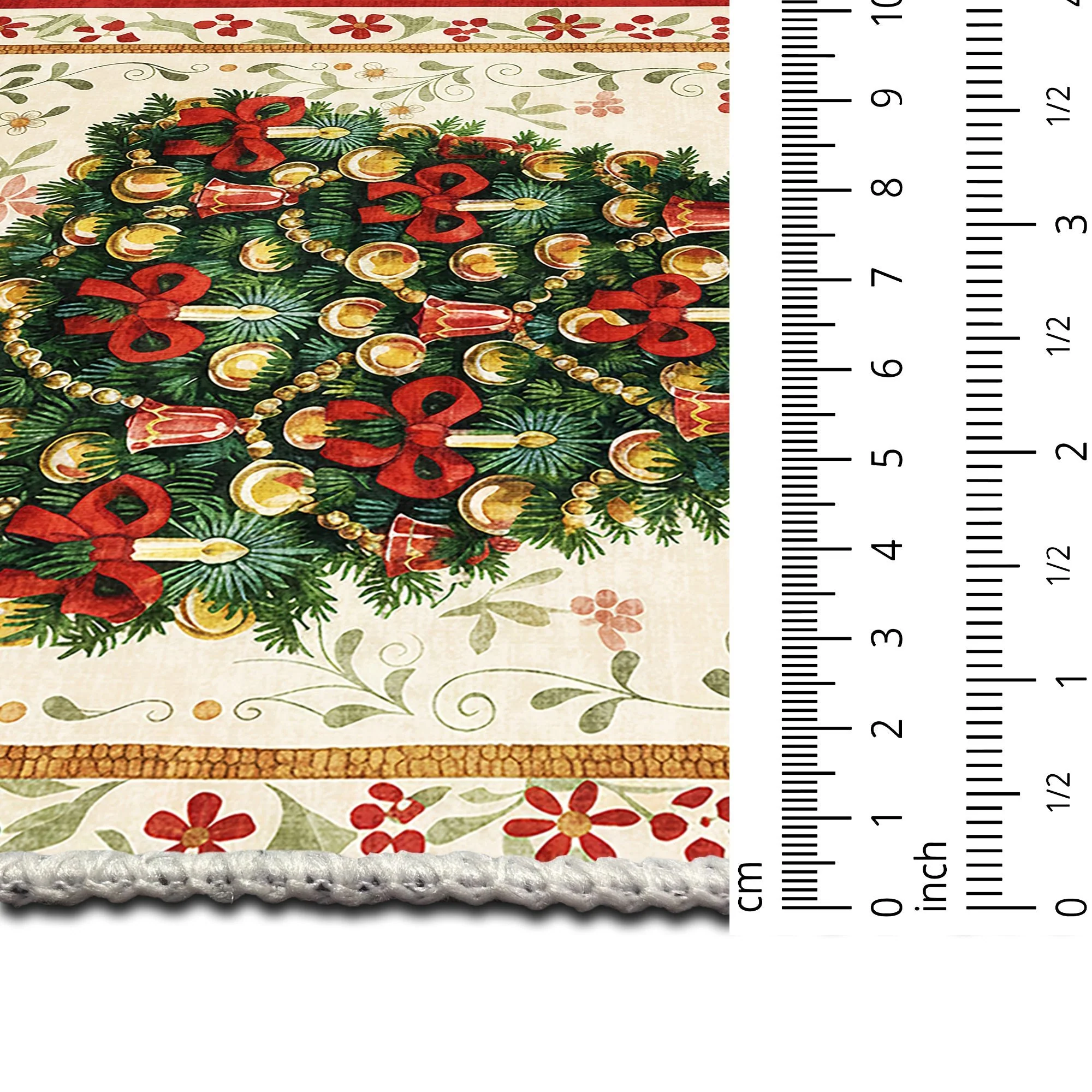 Marloen Christmas Beige Cotton Machine Washable Area Rug - Image 7