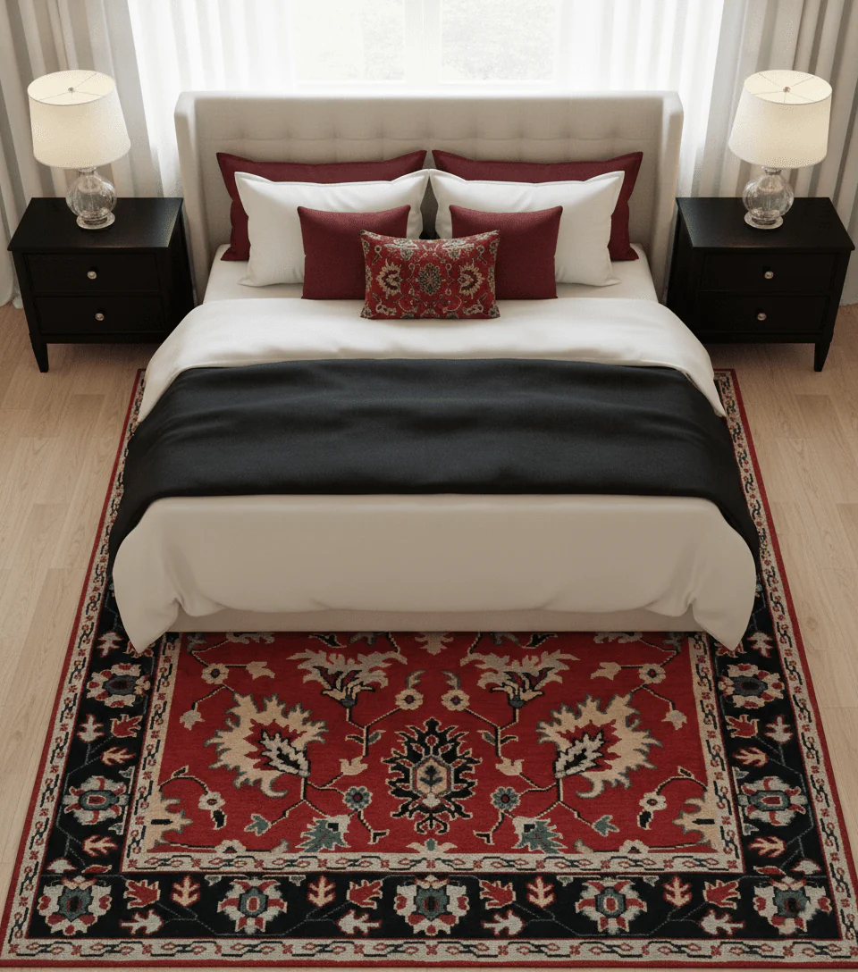 Red and Black Hand Knotted Traditional Oushak Custom made wool Area Rug - Image 2