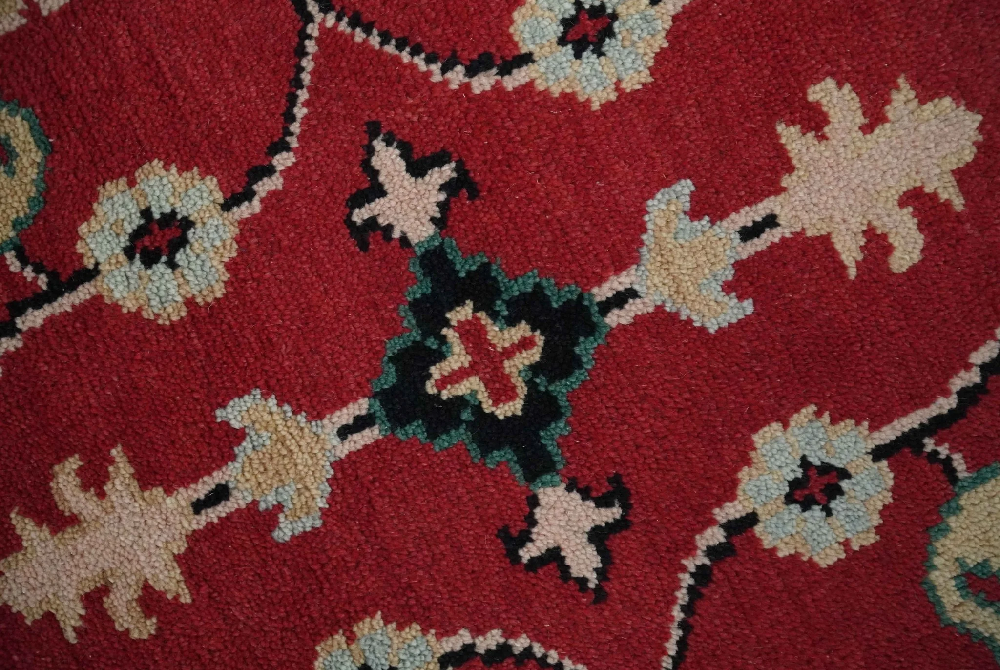 Red and Black Hand Knotted Traditional Oushak Custom made wool Area Rug - Image 5
