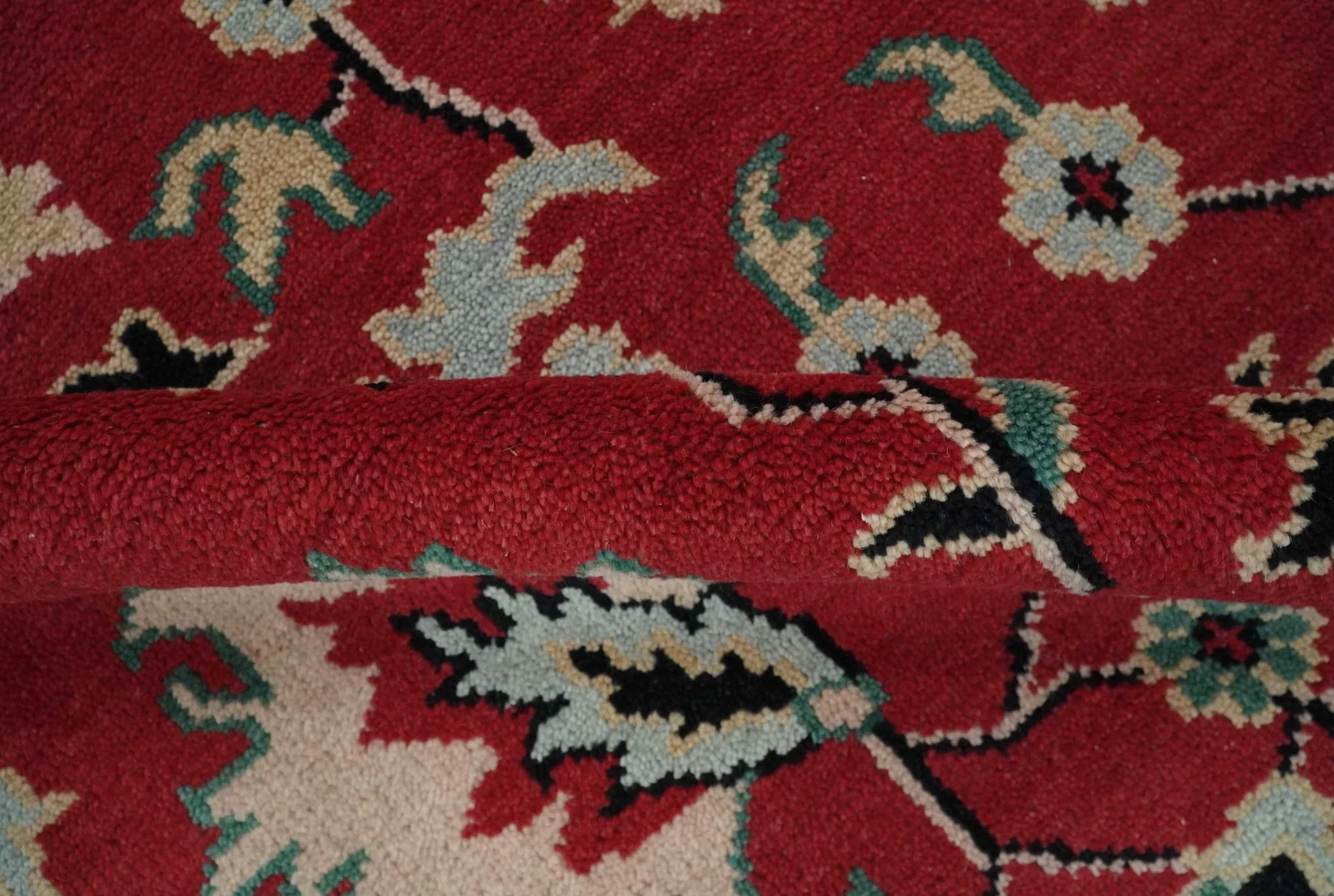 Red and Black Hand Knotted Traditional Oushak Custom made wool Area Rug - Image 7