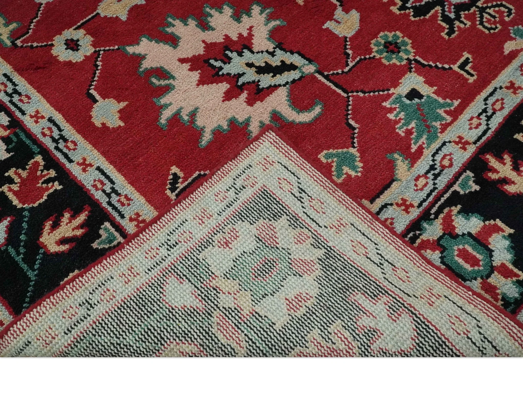 Red and Black Hand Knotted Traditional Oushak Custom made wool Area Rug - Image 8