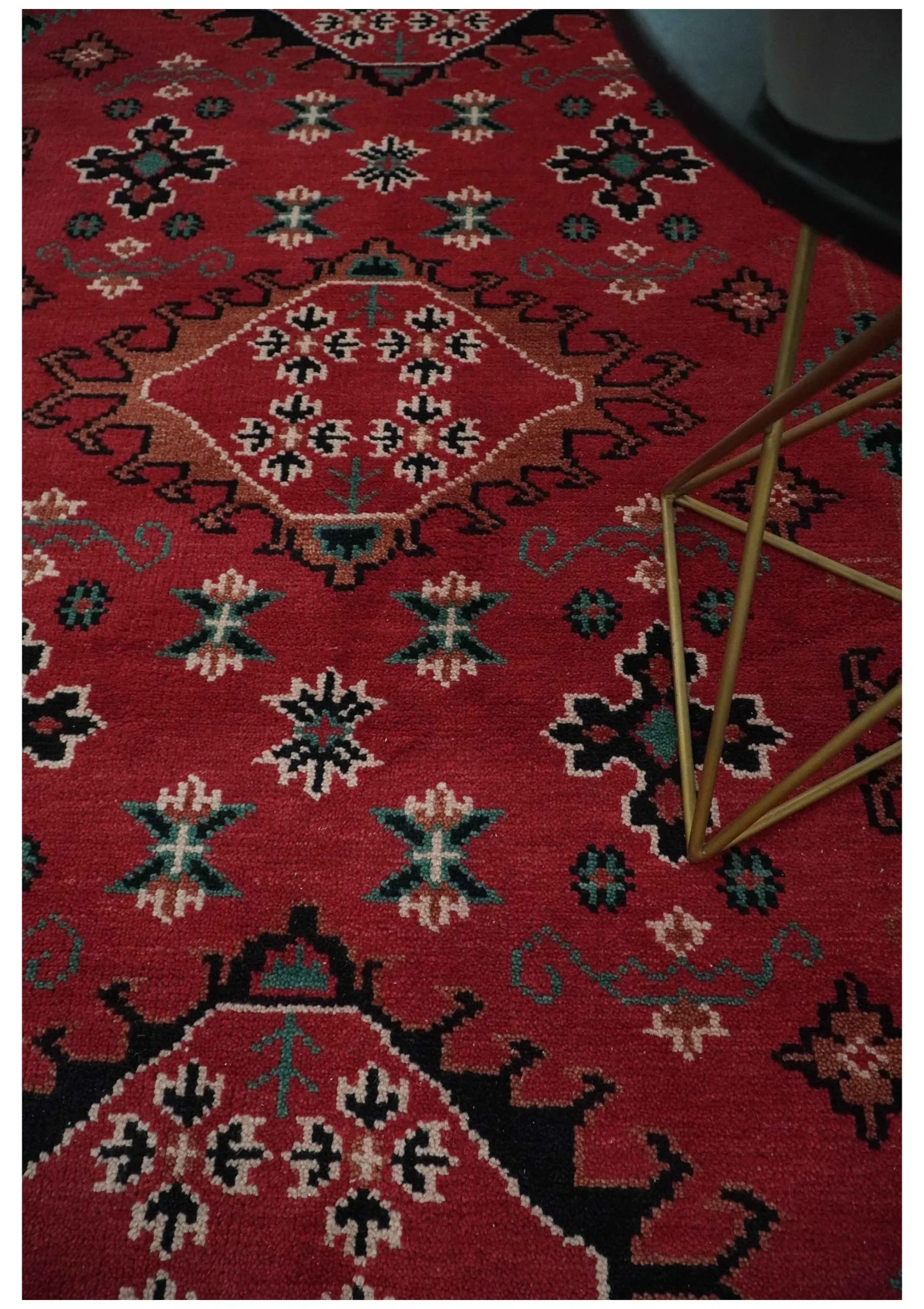Maroon and Black Traditional Oriental Hand Knotted Custom Made wool Area Rug - Image 3