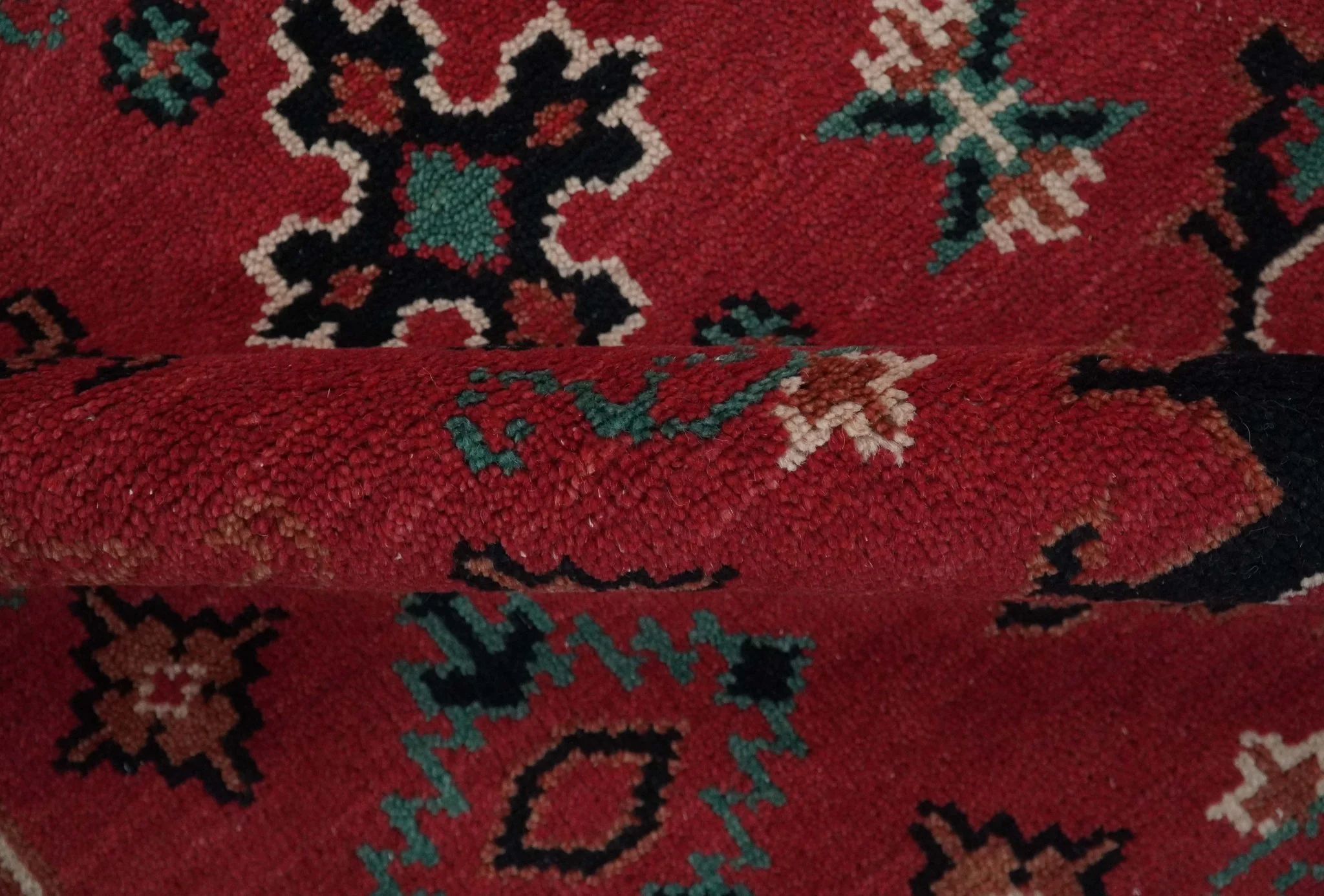 Maroon and Black Traditional Oriental Hand Knotted Custom Made wool Area Rug - Image 7