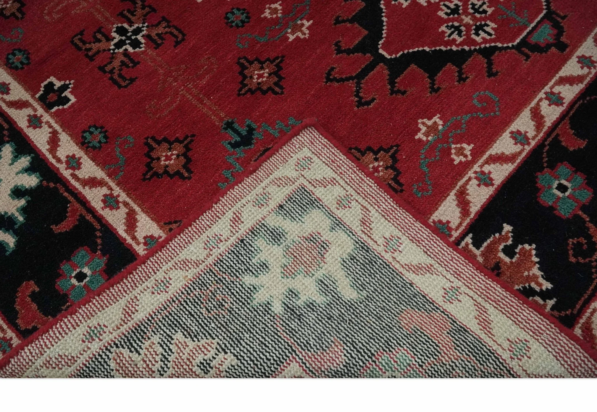 Maroon and Black Traditional Oriental Hand Knotted Custom Made wool Area Rug - Image 8