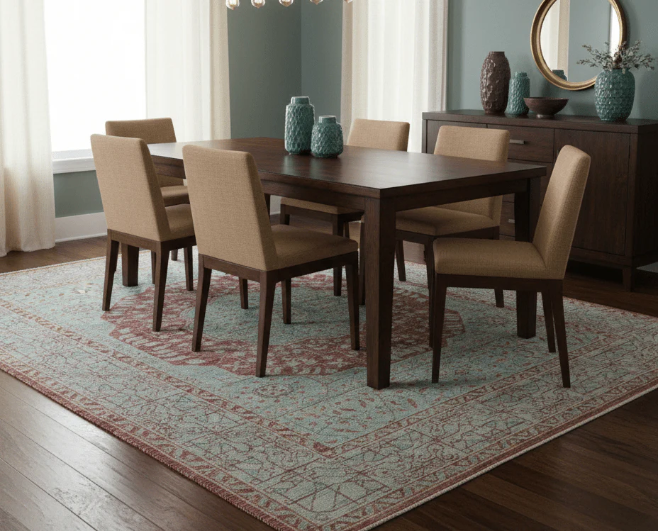 Maroon And Teal Traditional Mamluk Design Hand knotted 9x12 Wool Rug - Image 2