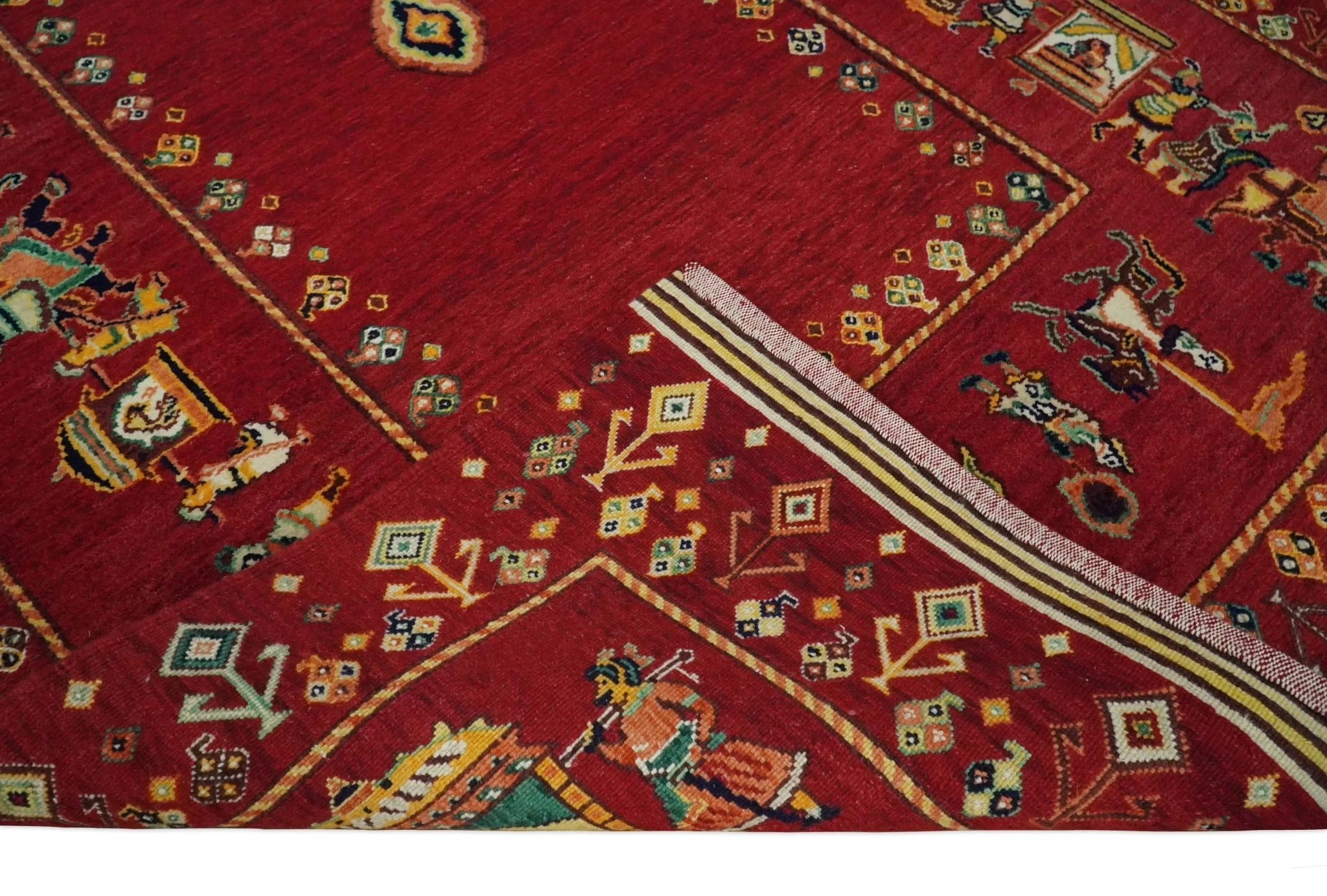 Maroon Indian Wedding 5x7, Hand Spun Wool Hand Knotted Antique Rug | KNT20 - Image 6