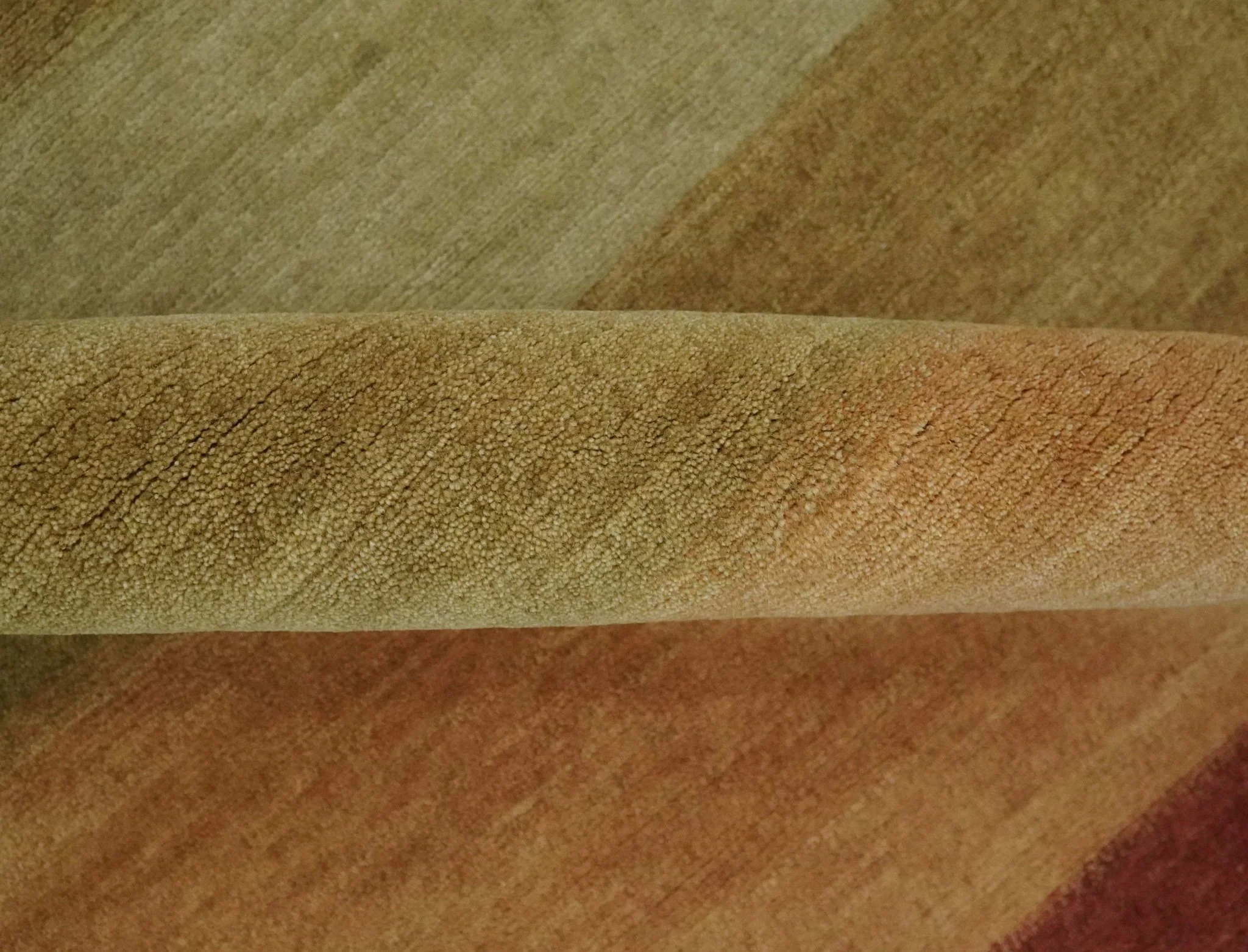 Maroon, Rust, Gold, Olive and Ivory Modern Stripes 5.6x6.6 Hand loom wool area Rug - Image 7