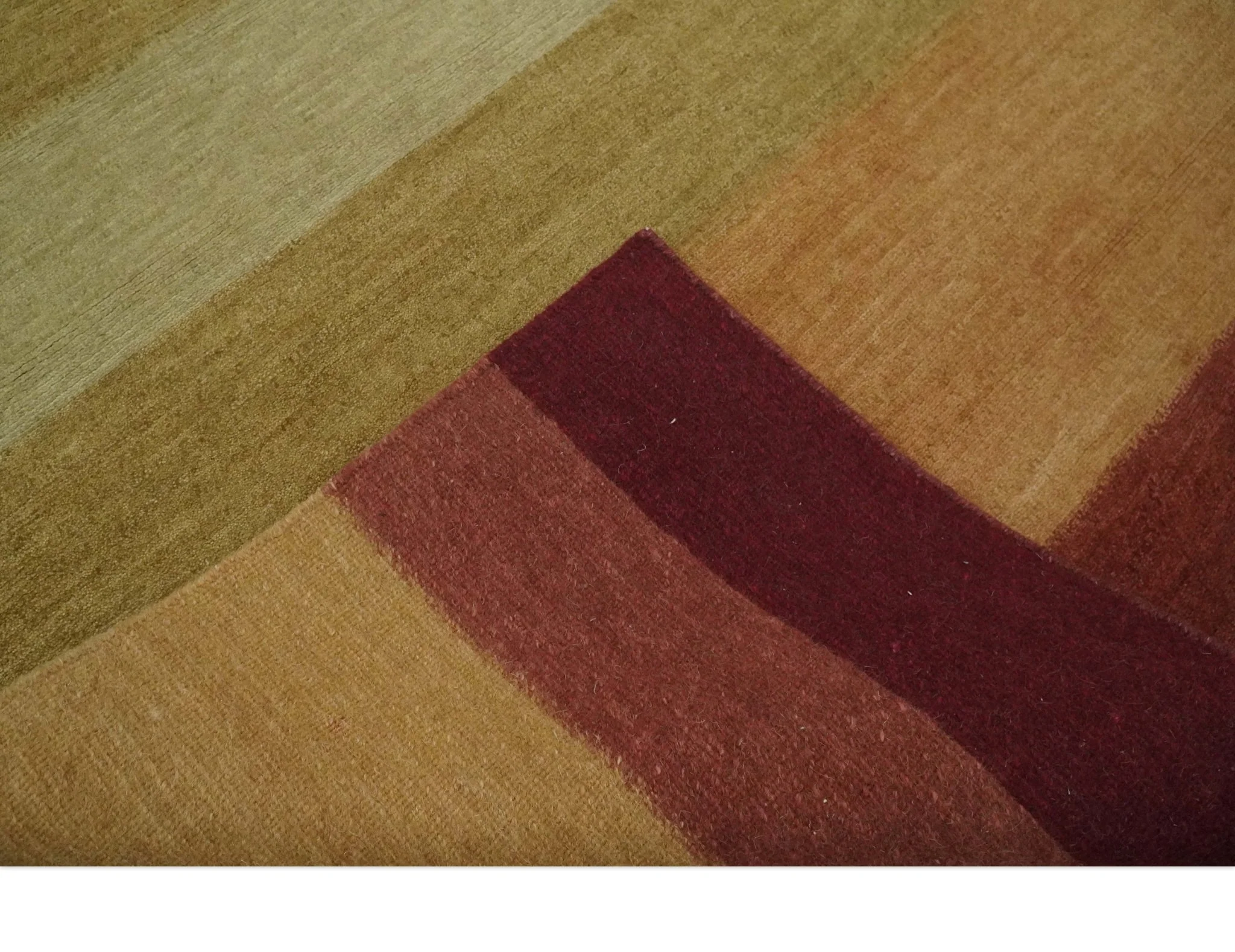 Maroon, Rust, Gold, Olive and Ivory Modern Stripes 5.6x6.6 Hand loom wool area Rug - Image 8