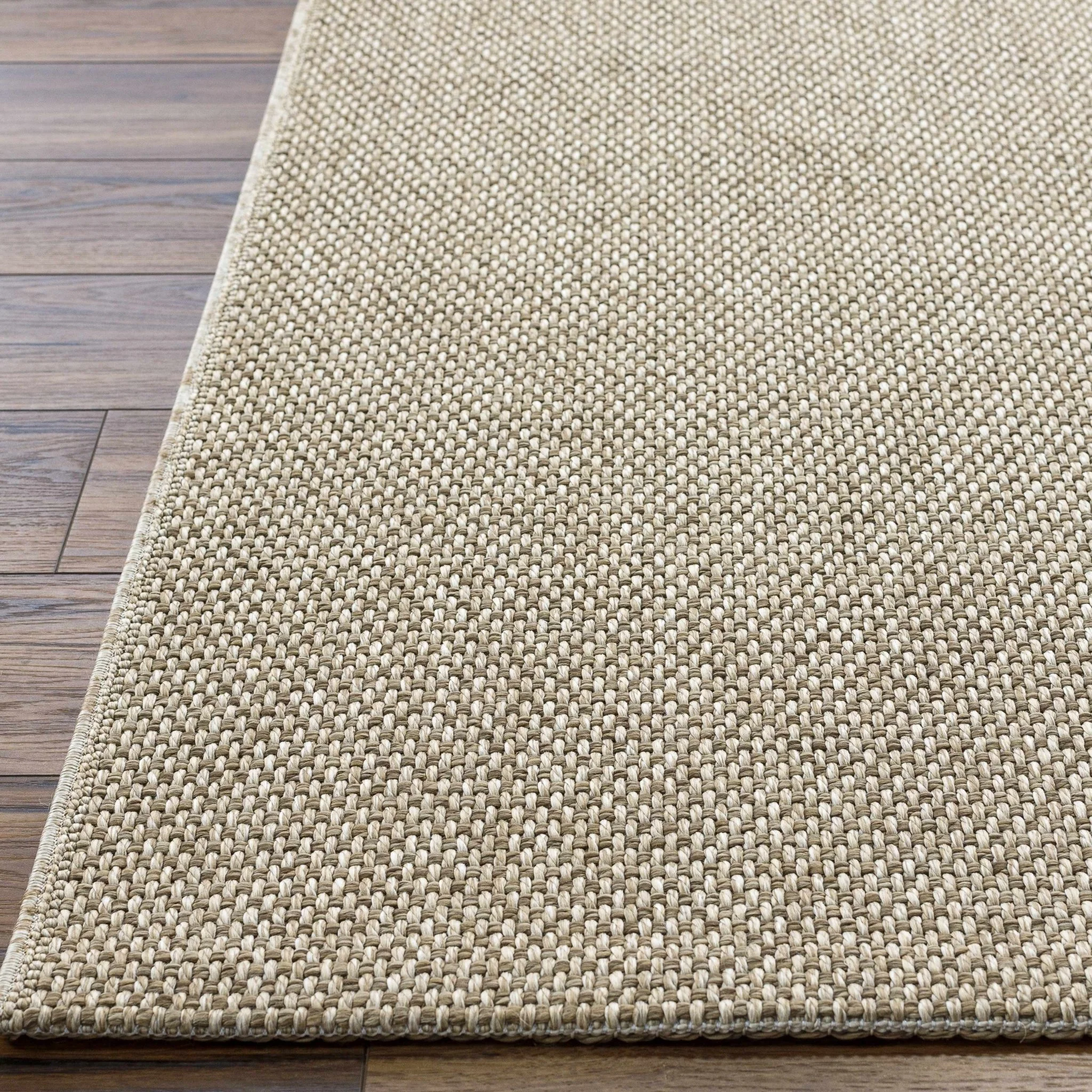 Matah Solid Beige And Brown Machine Woven Outdoor Area Rug - Image 2