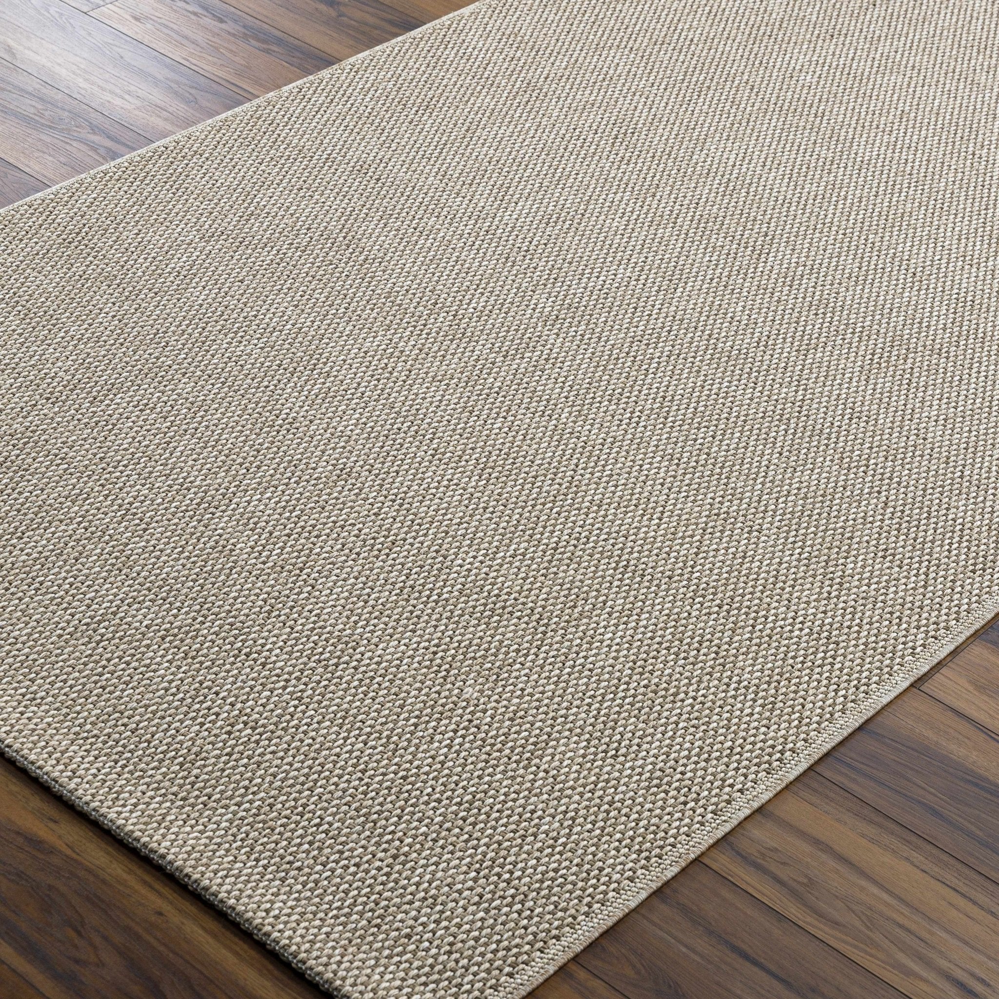 Matah Solid Beige And Brown Machine Woven Outdoor Area Rug - Image 3