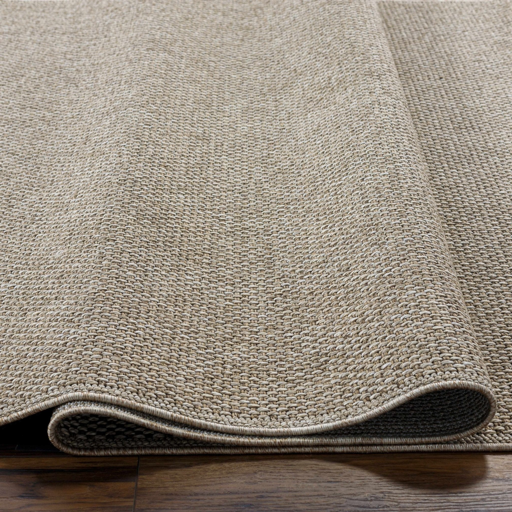 Matah Solid Beige And Brown Machine Woven Outdoor Area Rug - Image 5