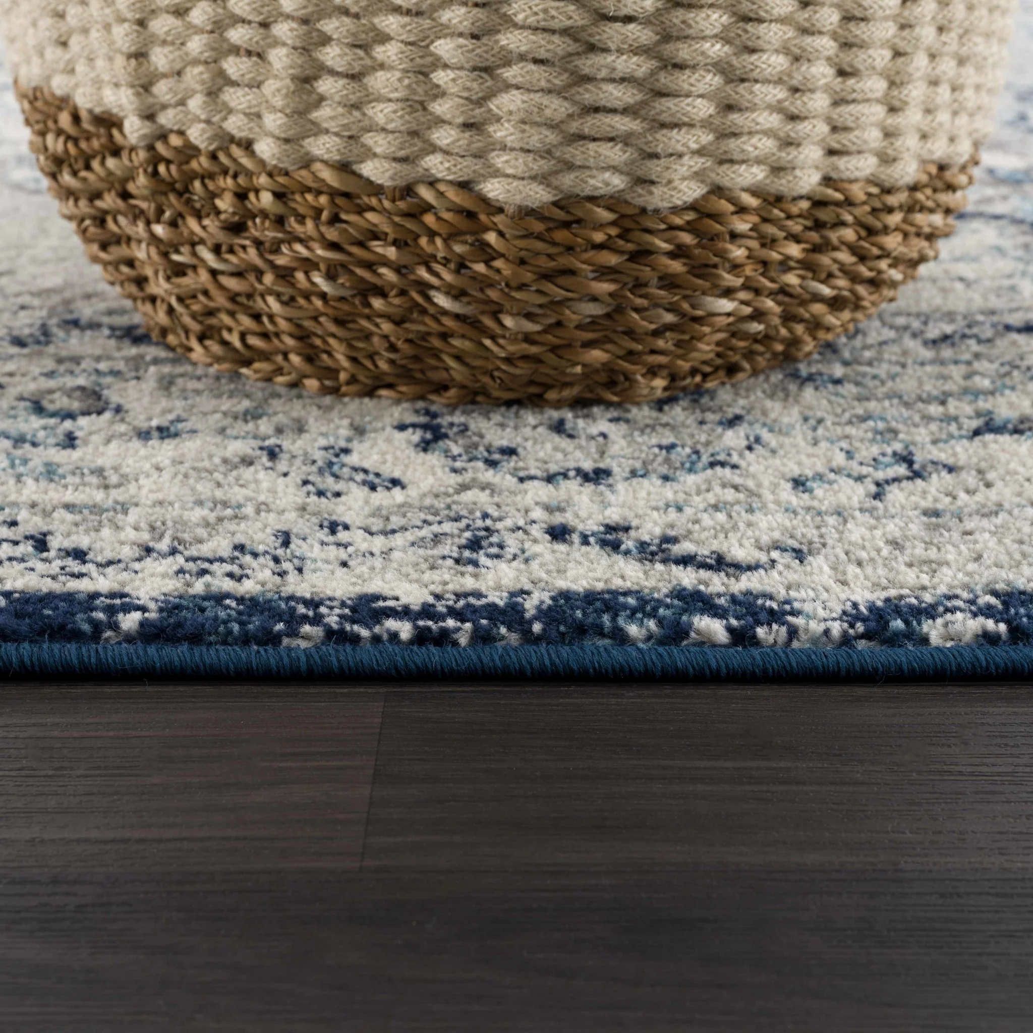Traditional Medallion Beige, Blue and Gray low Pile Area Rug - Image 7