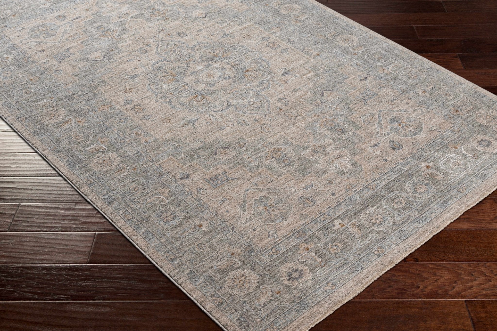 Traditional Medallion, Heriz Beige, Purple, white and Gray Medium pile Area rug - Image 14