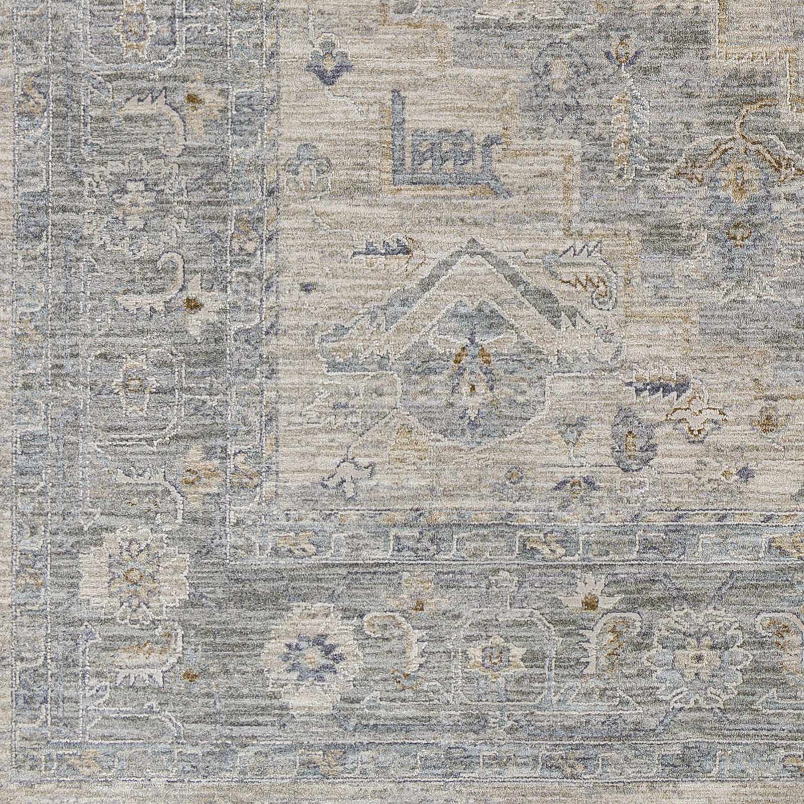 Traditional Medallion, Heriz Beige, Purple, white and Gray Medium pile Area rug - Image 16