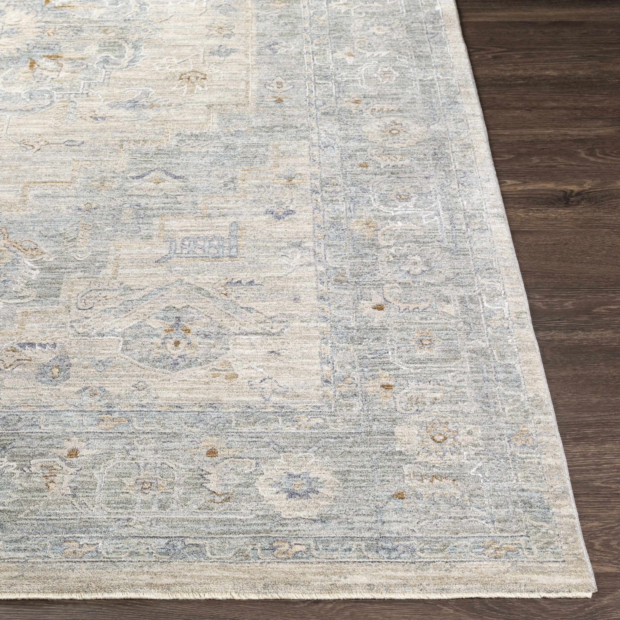 Traditional Medallion, Heriz Beige, Purple, white and Gray Medium pile Area rug - Image 17