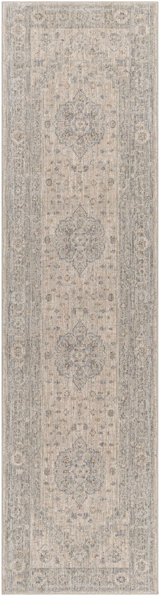 Traditional Medallion, Heriz Beige, Purple, white and Gray Medium pile Area rug - Image 18