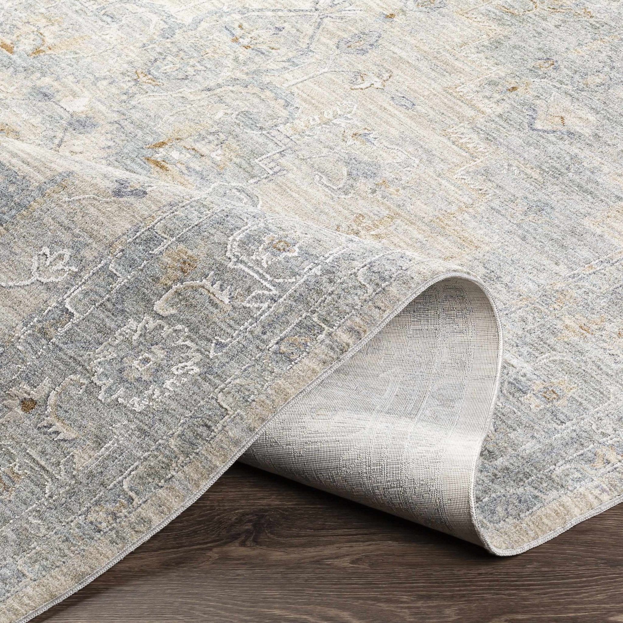 Traditional Medallion, Heriz Beige, Purple, white and Gray Medium pile Area rug - Image 21