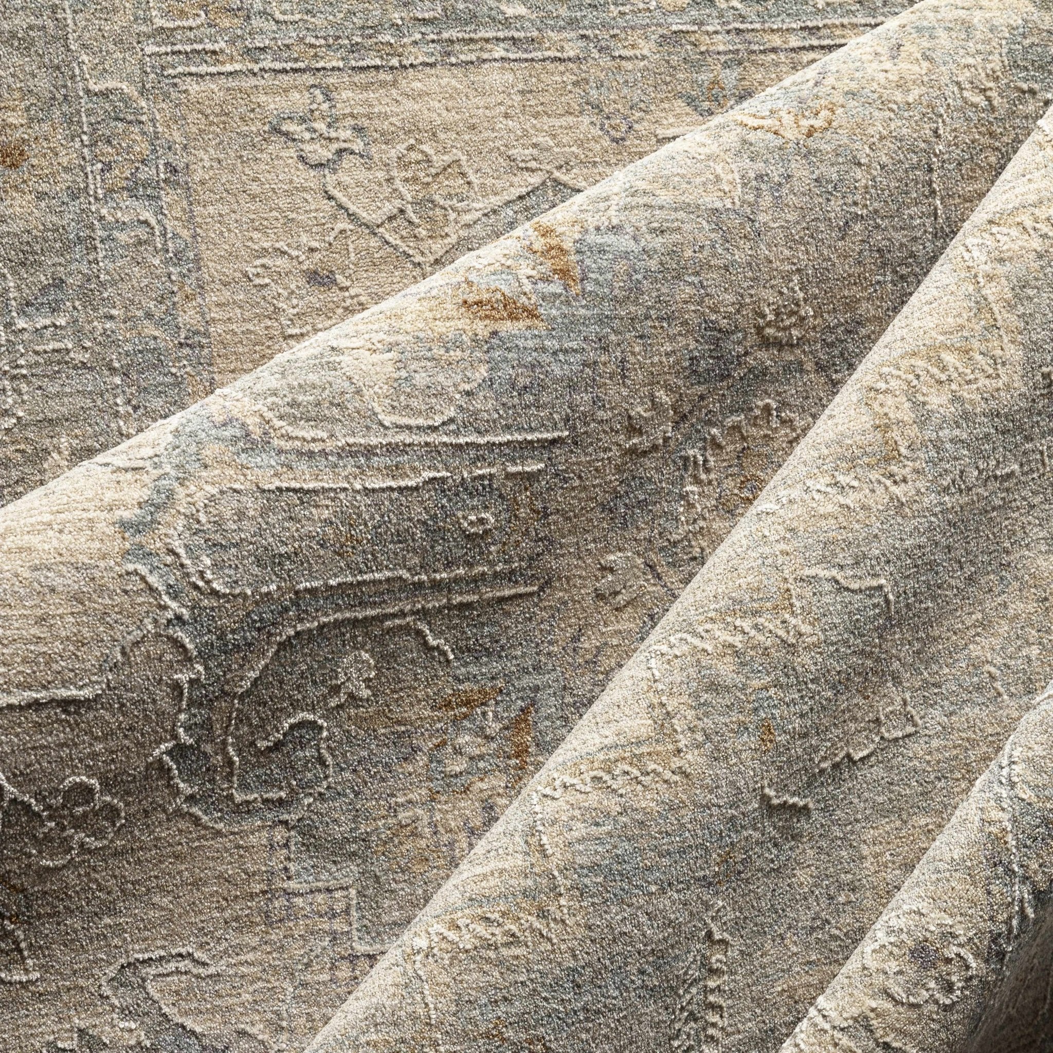 Traditional Medallion, Heriz Beige, Purple, white and Gray Medium pile Area rug - Image 23