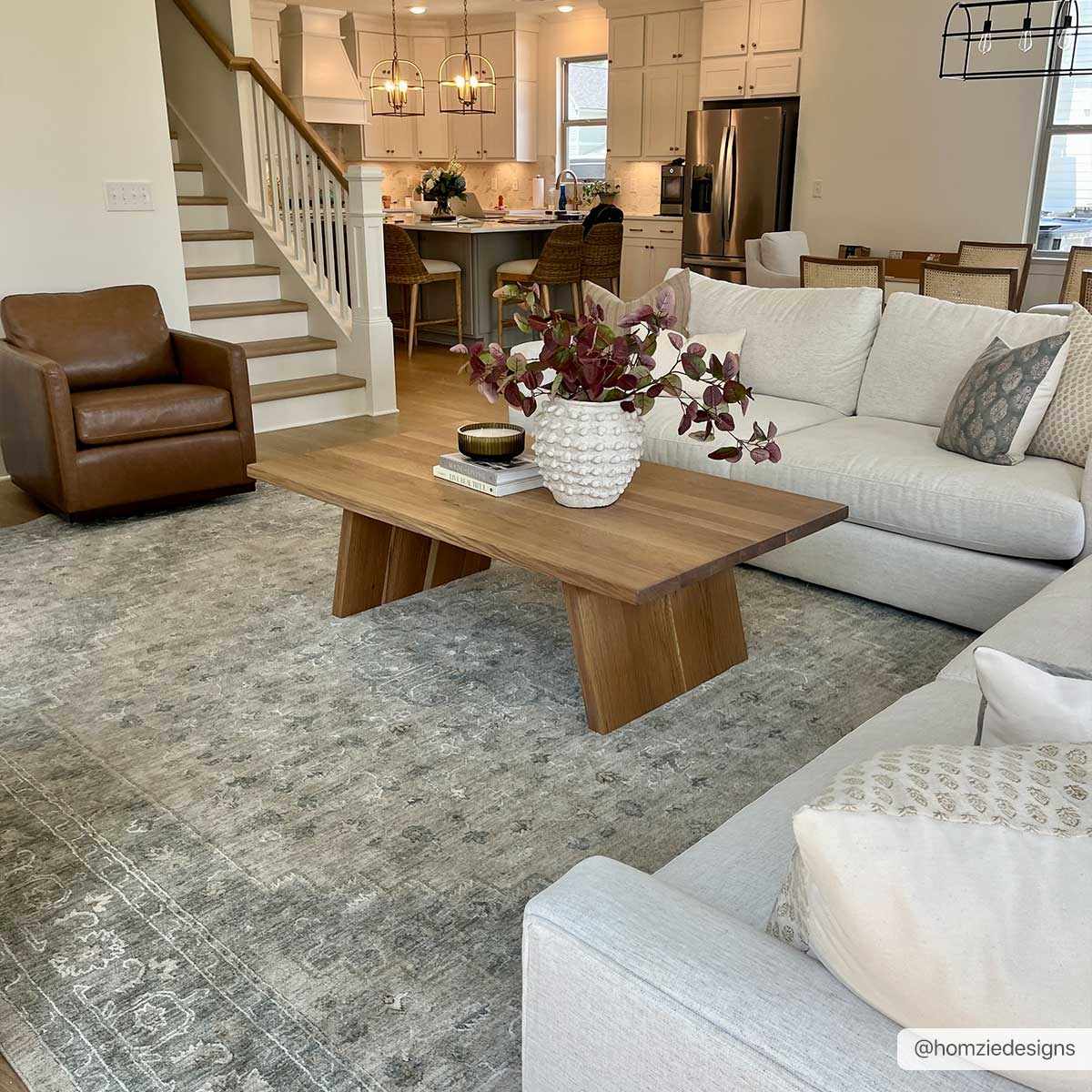 Traditional Medallion, Heriz Beige, Purple, white and Gray Medium pile Area rug - Image 4