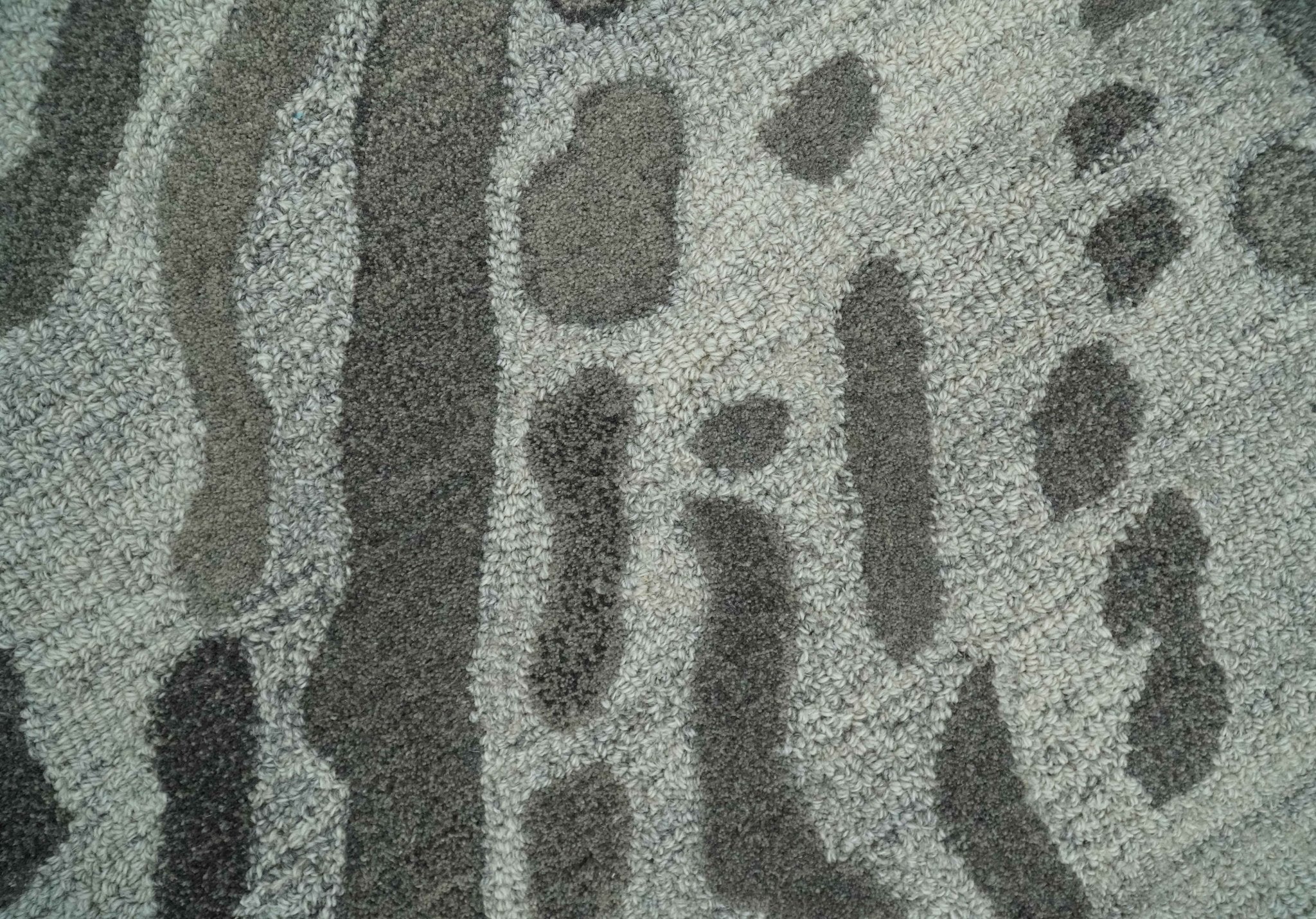 Modern Abstract Hand Tufted 2x3, 3x5, 5x8, 6x9, 8x10 and 9x12 Natural Wool Beige, Gray and Silver Area Rug | MIR2 - Image 2