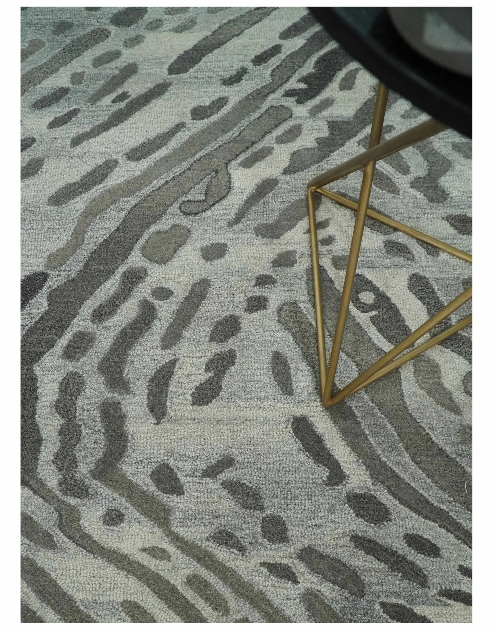 Modern Abstract Hand Tufted 2x3, 3x5, 5x8, 6x9, 8x10 and 9x12 Natural Wool Beige, Gray and Silver Area Rug | MIR2 - Image 4