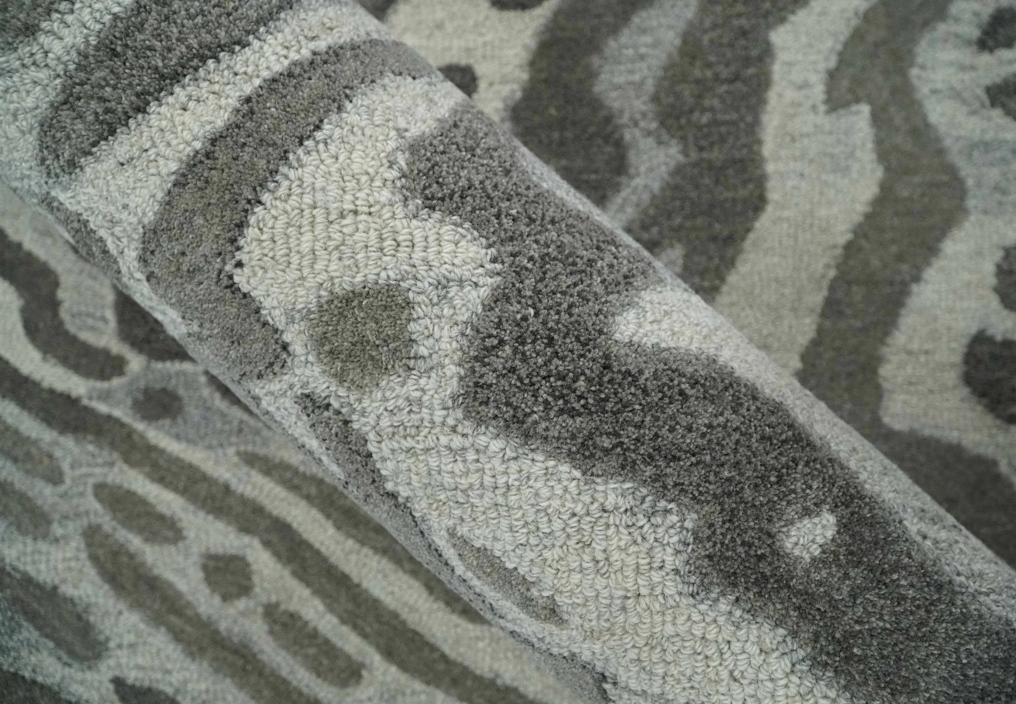 Modern Abstract Hand Tufted 2x3, 3x5, 5x8, 6x9, 8x10 and 9x12 Natural Wool Beige, Gray and Silver Area Rug | MIR2 - Image 6