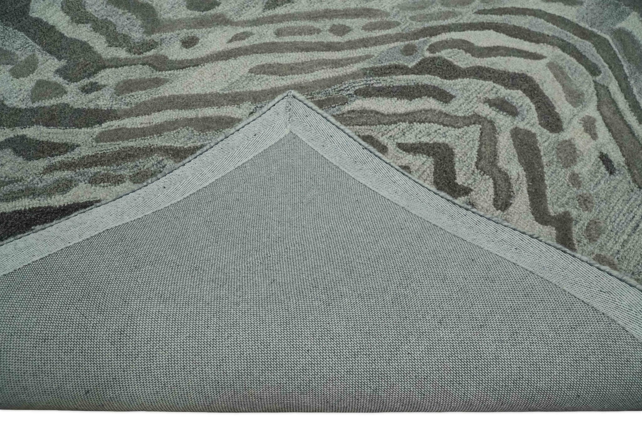 Modern Abstract Hand Tufted 2x3, 3x5, 5x8, 6x9, 8x10 and 9x12 Natural Wool Beige, Gray and Silver Area Rug | MIR2 - Image 7