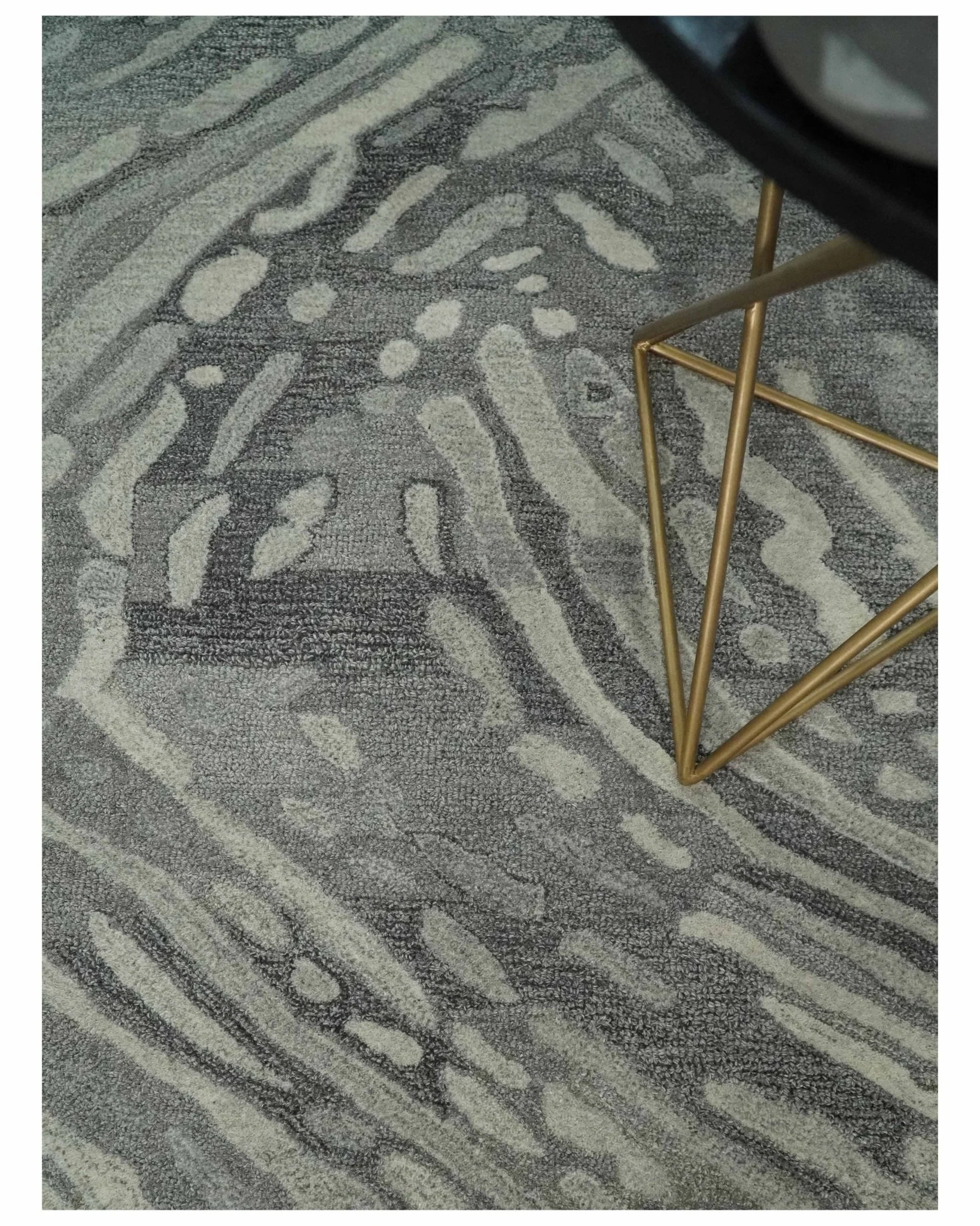 Abstract Modern Hand Tufted 2x3, 3x5, 5x8, 6x9, 8x10 and 9x12 Woolen Beige, Silver and Gray Area Rug | MIR3 - Image 2