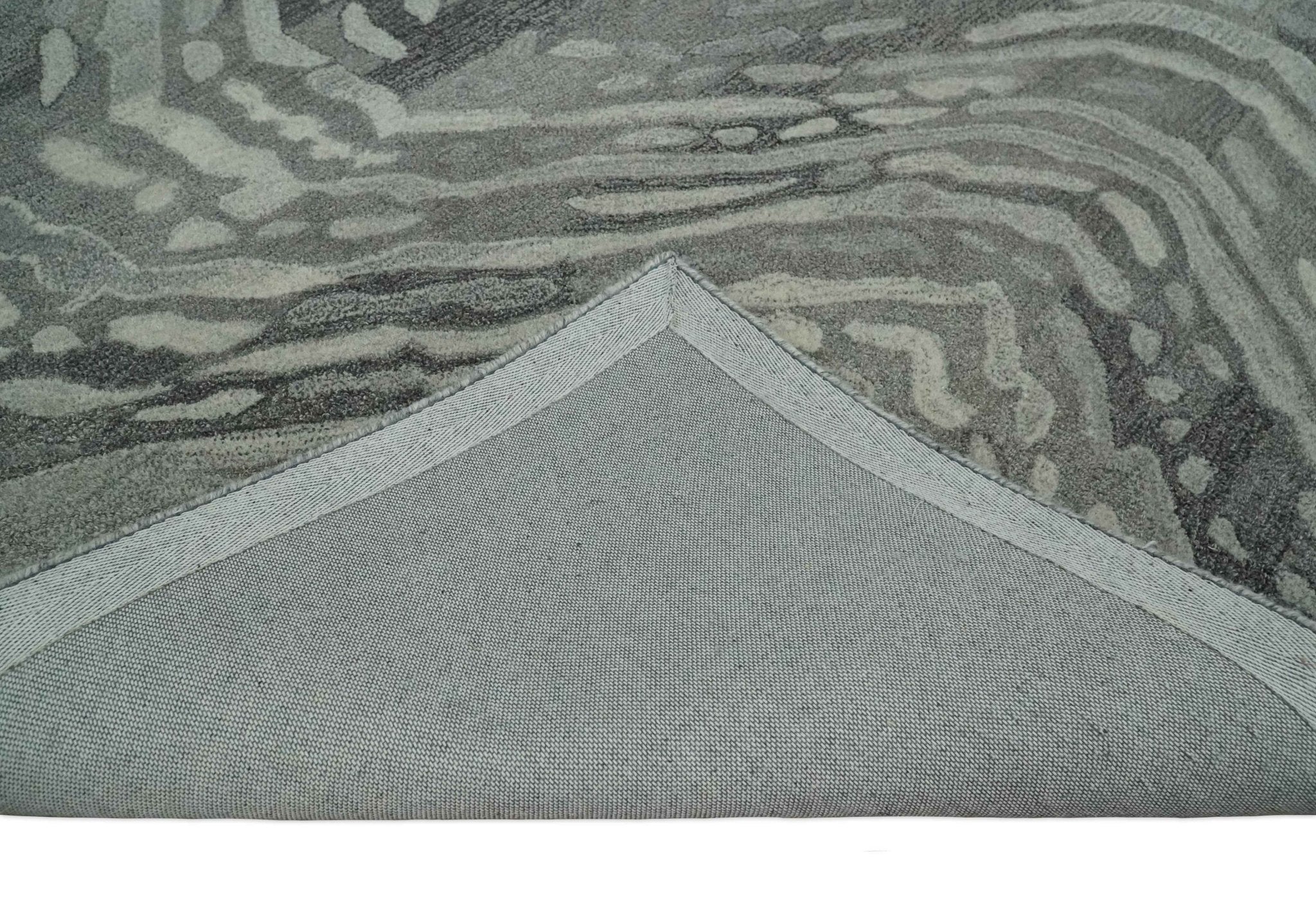 Abstract Modern Hand Tufted 2x3, 3x5, 5x8, 6x9, 8x10 and 9x12 Woolen Beige, Silver and Gray Area Rug | MIR3 - Image 6