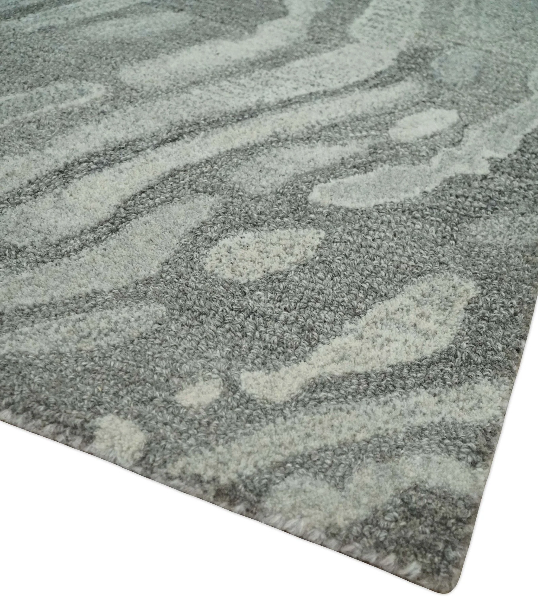 Abstract Modern Hand Tufted 2x3, 3x5, 5x8, 6x9, 8x10 and 9x12 Woolen Beige, Silver and Gray Area Rug | MIR3 - Image 7