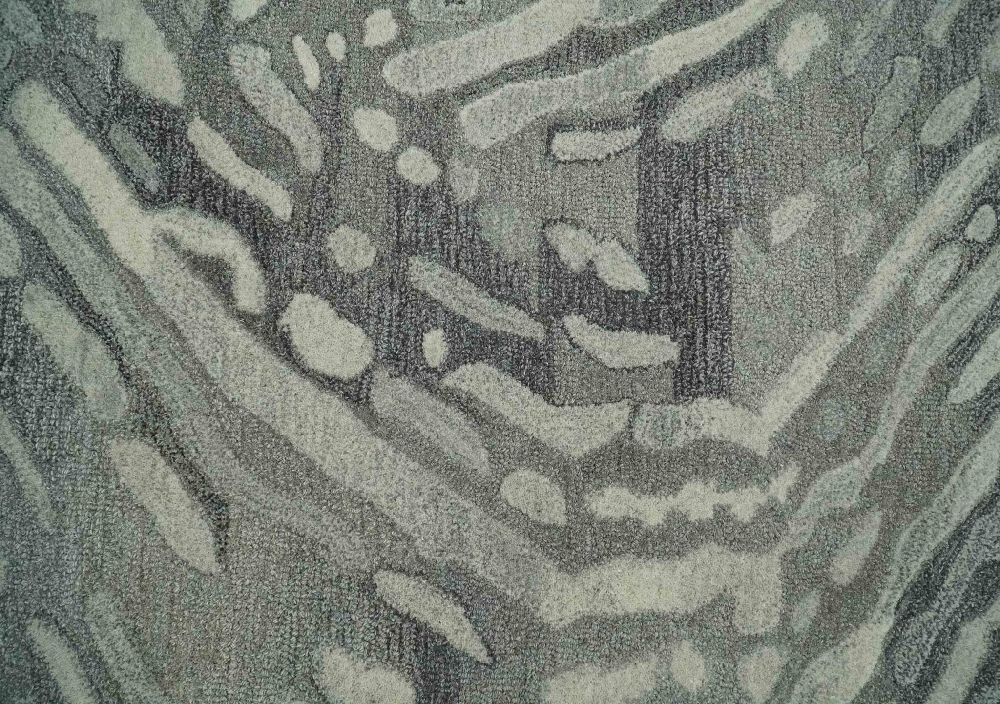 Abstract Modern Hand Tufted 2x3, 3x5, 5x8, 6x9, 8x10 and 9x12 Woolen Beige, Silver and Gray Area Rug | MIR3 - Image 8