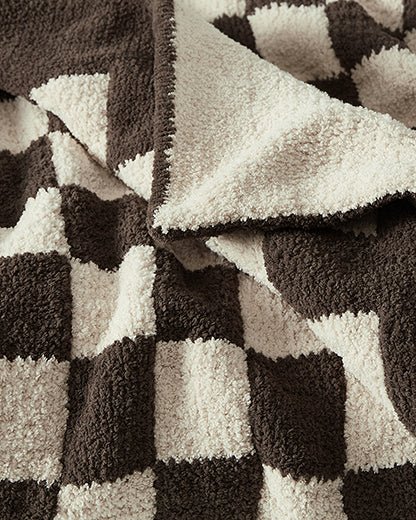 Soft and Comfy Mocha - Sahara Tan Checkerboard Throw - Image 2