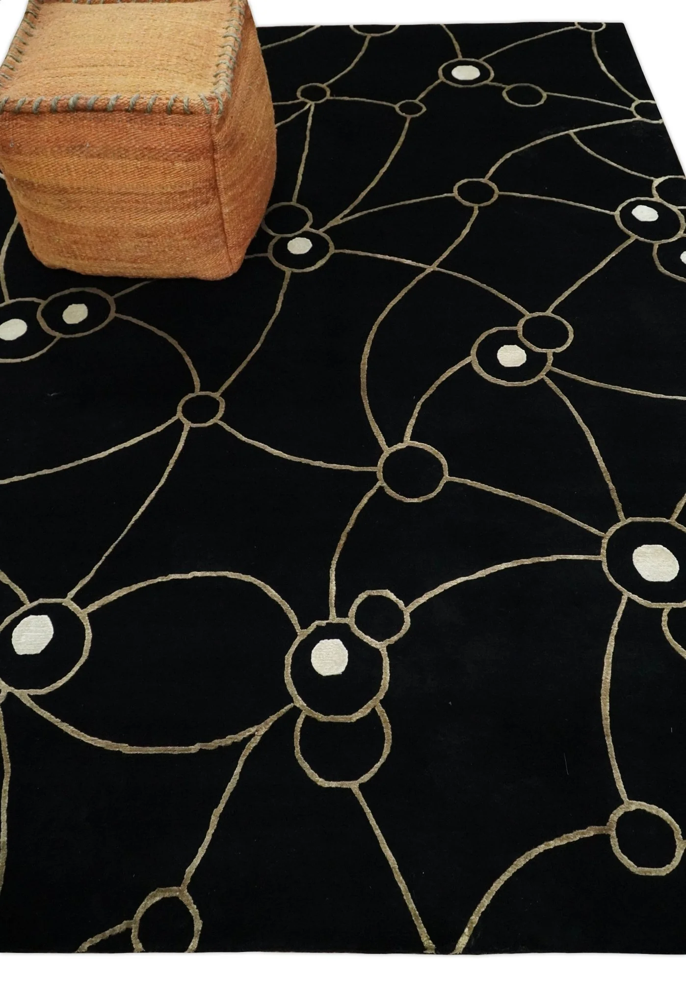 Modern 6x8 Black and Gold Wool and Silk Hand Woven Rug | HL3 - Image 3
