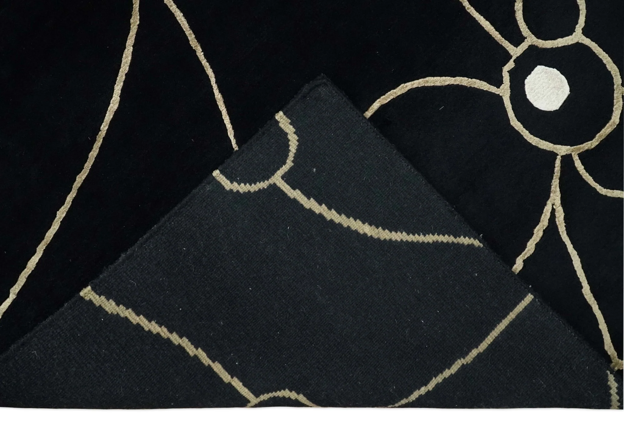 Modern 6x8 Black and Gold Wool and Silk Hand Woven Rug | HL3 - Image 4