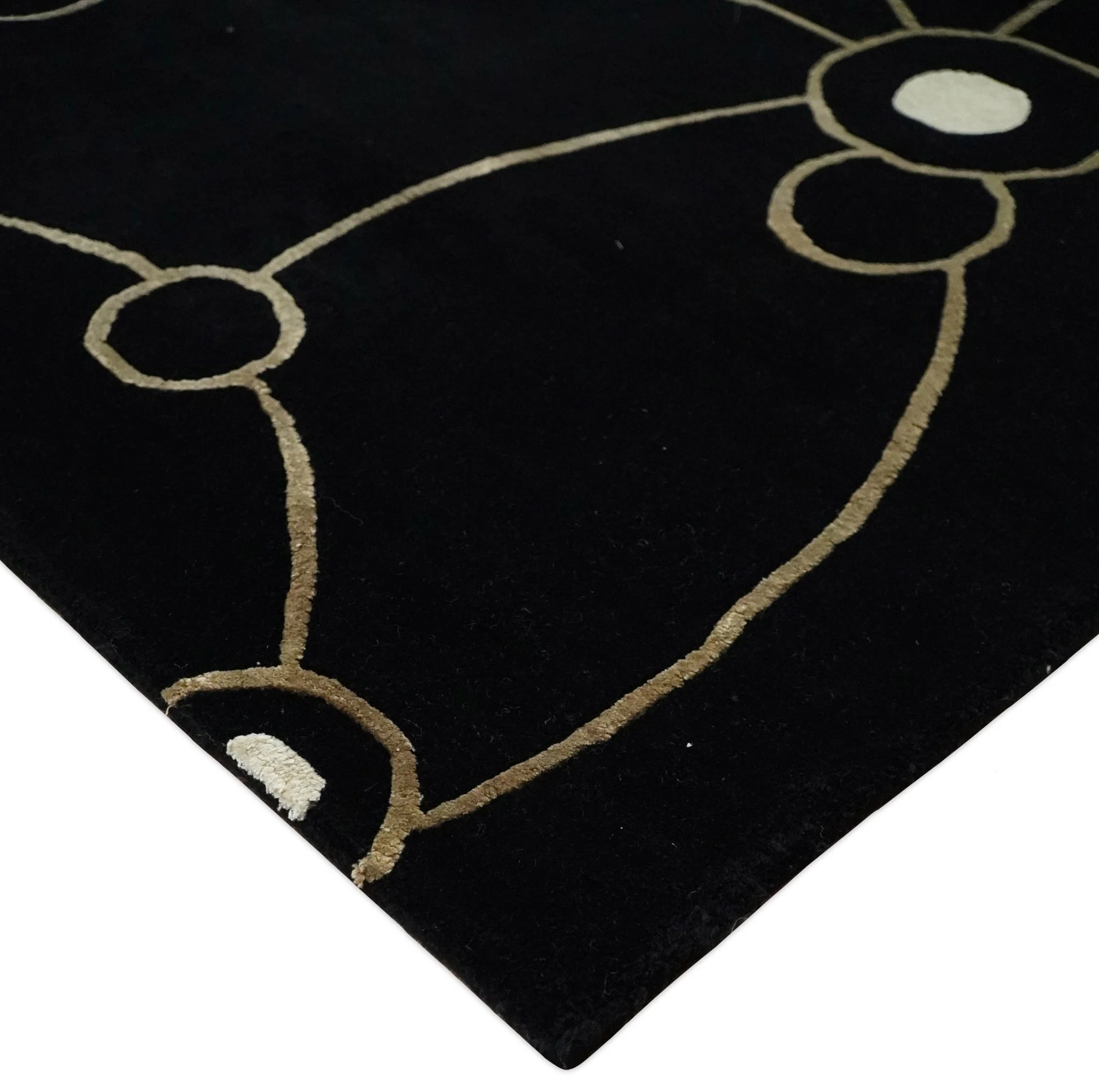Modern 6x8 Black and Gold Wool and Silk Hand Woven Rug | HL3 - Image 5