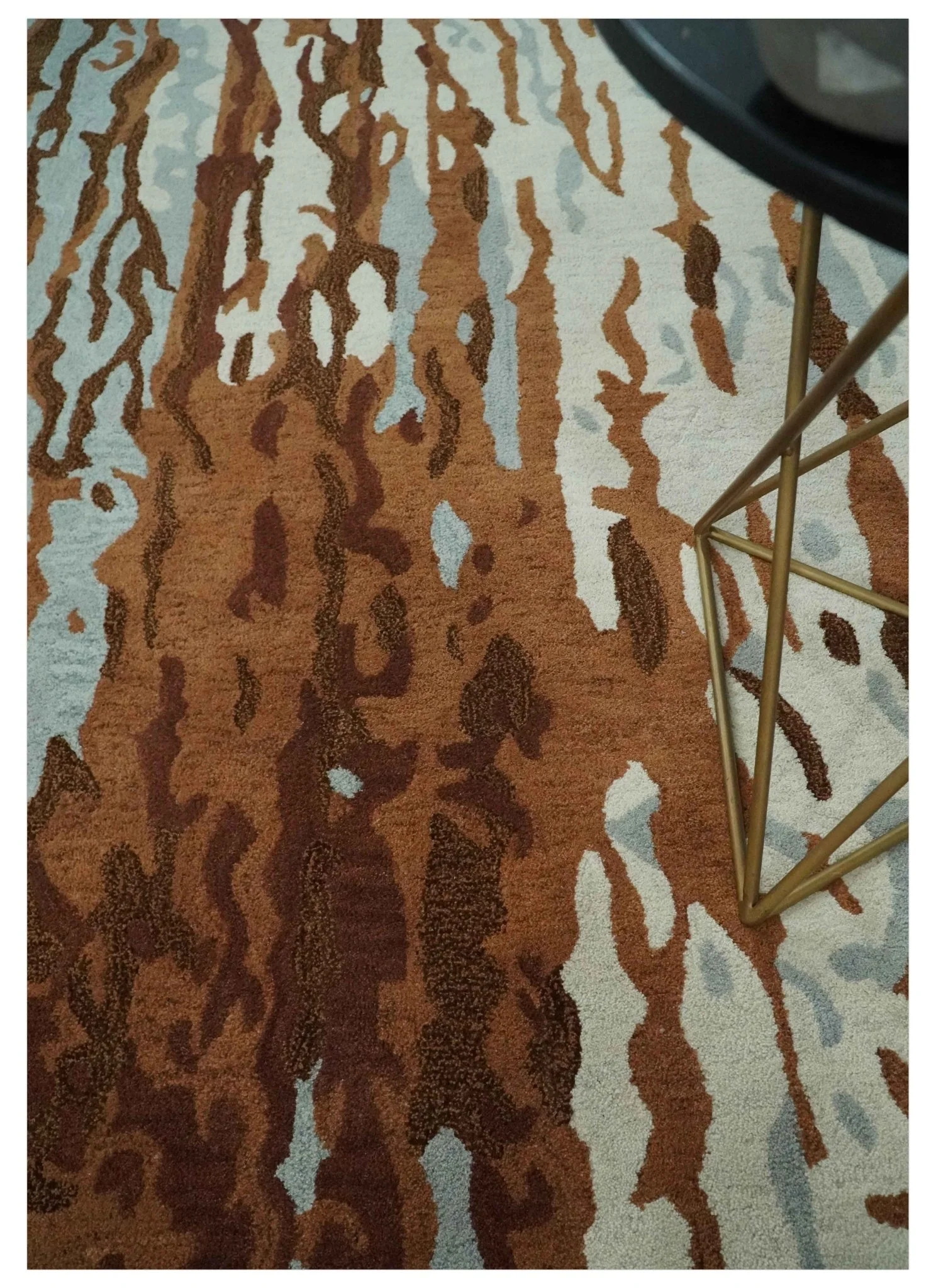 Modern 6x9 Gray, Ivory and Brown Abstract Hand Tufted Wool Area Rug - Image 2