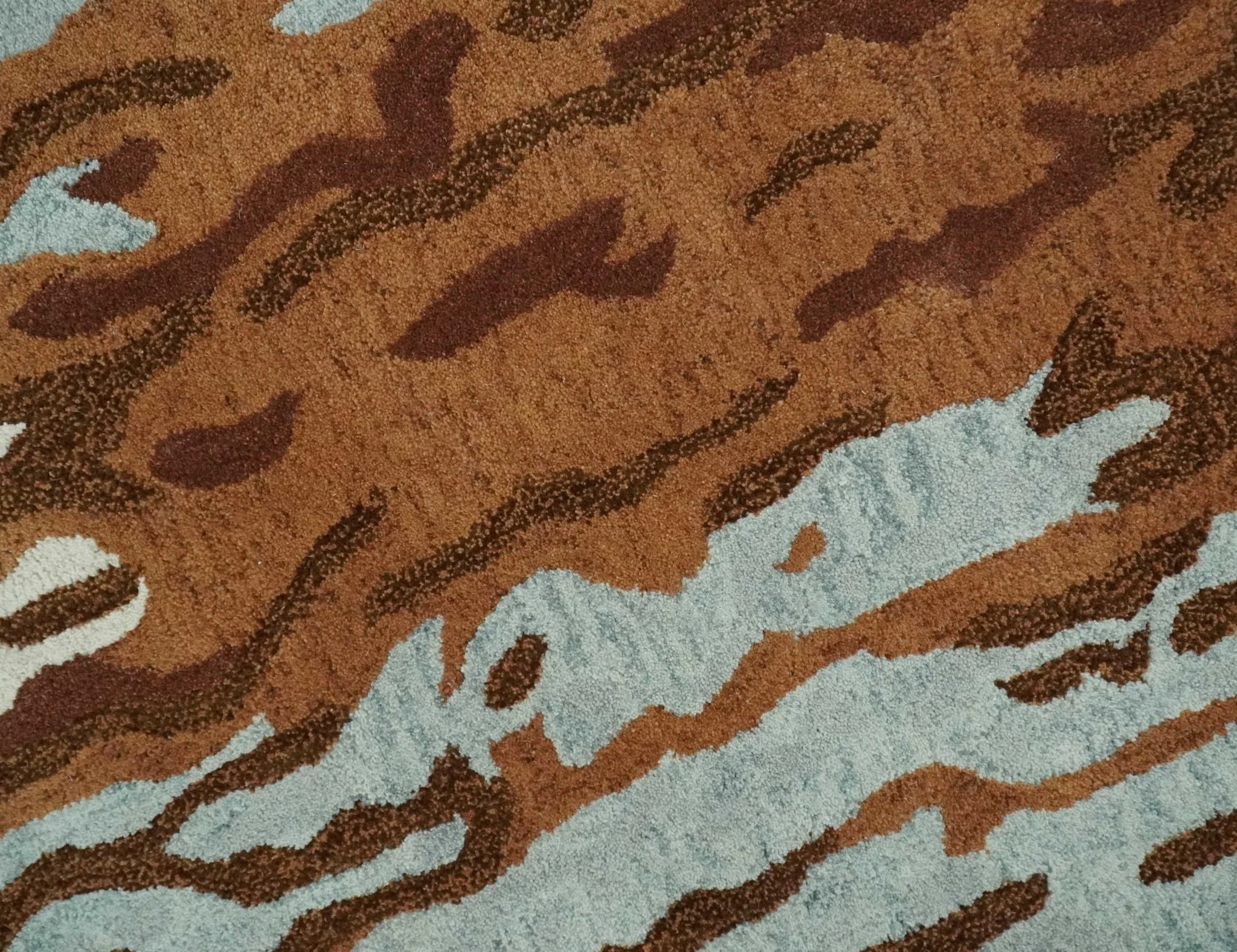 Modern 6x9 Gray, Ivory and Brown Abstract Hand Tufted Wool Area Rug - Image 4