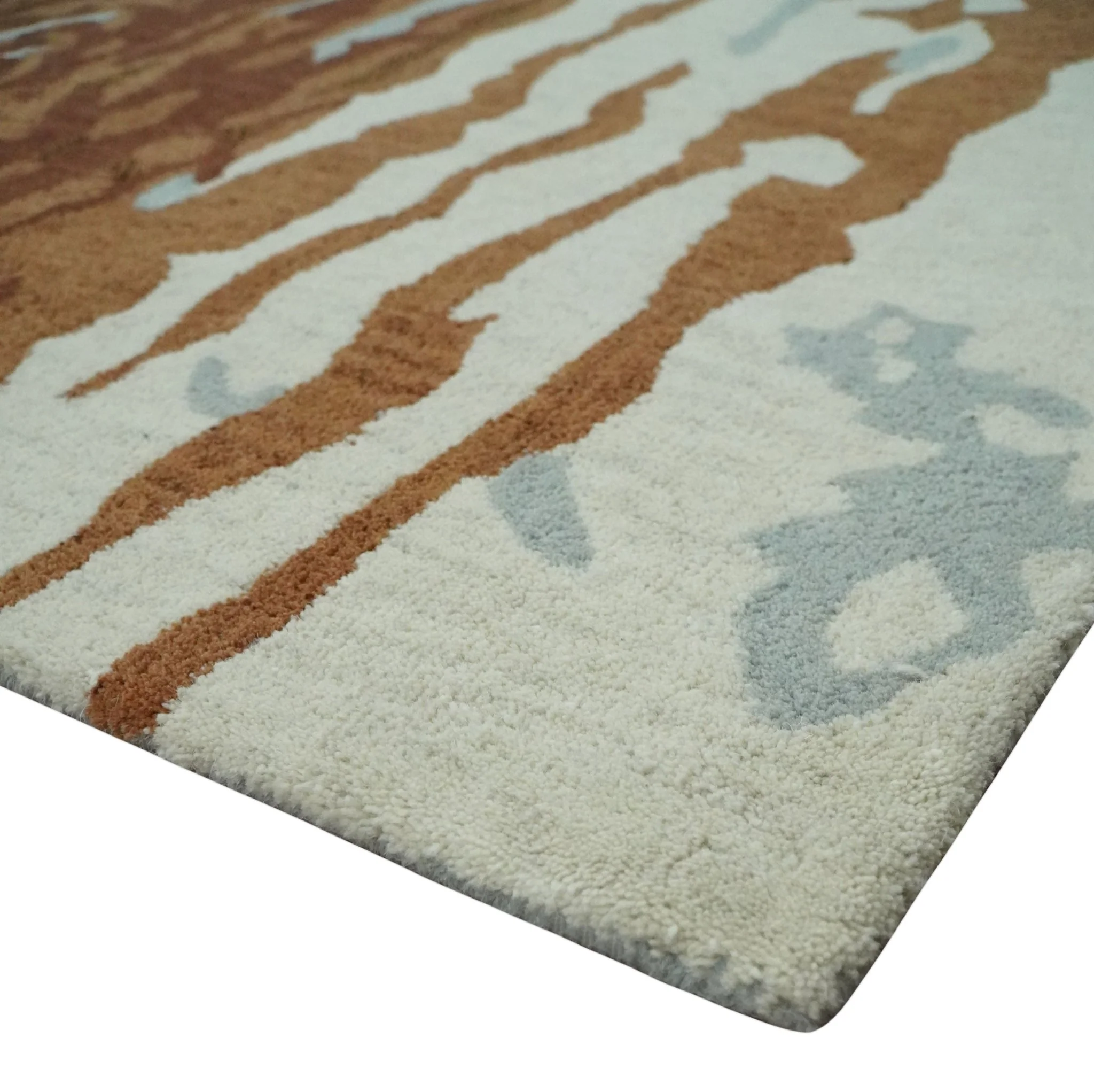 Modern 6x9 Gray, Ivory and Brown Abstract Hand Tufted Wool Area Rug - Image 5