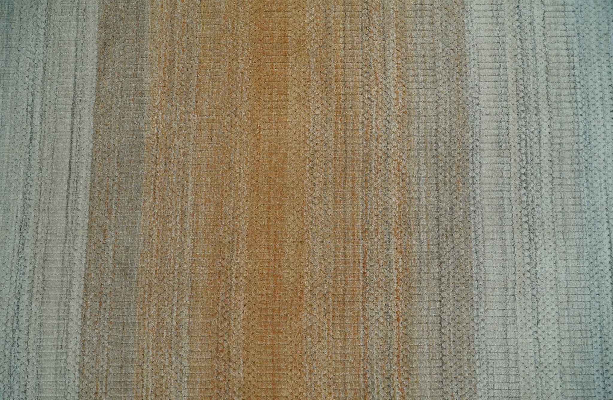 Modern Ombre 8x10 Hand Made Silver, Blue, Gold and Beige Scandinavian Blended Wool Flatwoven Area Rug | KE13 - Image 9
