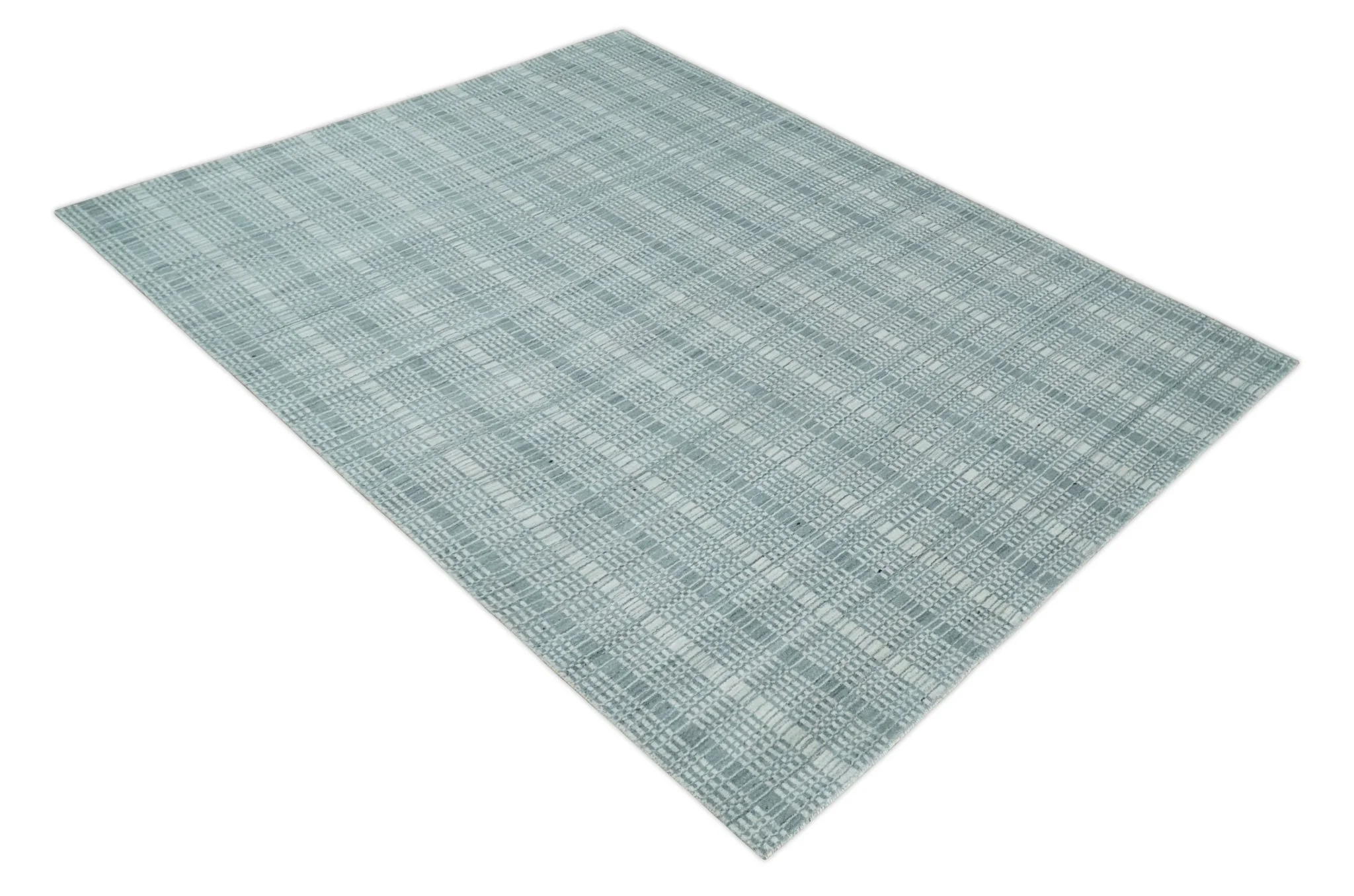 Modern 8x10 Hand Made striped Ivory and Gray Scandinavian Blended Wool Flatwoven Area Rug | KE36 - Image 10